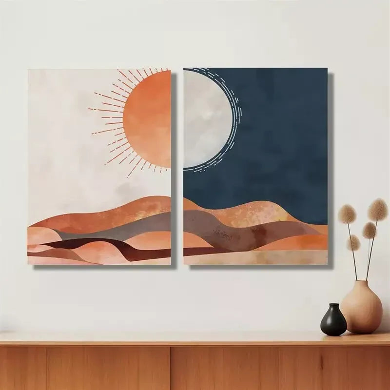 2pcs Minimalist Desert Landscape Canvas Wall Art - 50x75cm Framed High Quality Print | 100% Australian Made | Ready to Hang | Perfect for Living Room, Bedroom & Office Decor