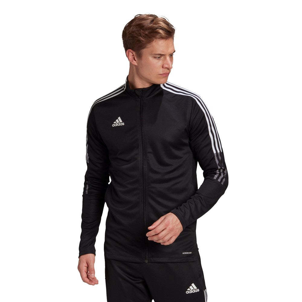 Adidas Adult Tiro 21 Track Jacket - Black/White - Men's Training & Running Jacket for Gym Workouts & Outdoor Sports