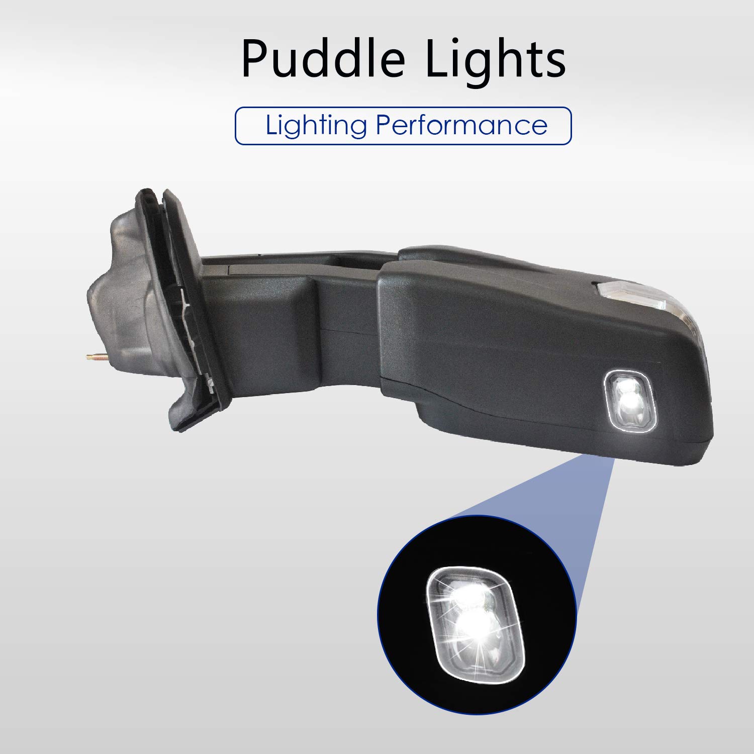 WLLW Towing Mirrors for Ford F150 2015-2020 - Power Adjustable, Heated Defrost, LED Turn Signal, Puddle Lights & Auxiliary Lamp with 22-Pin Plug - Perfect for Towing, Off-Roading & Night Driving