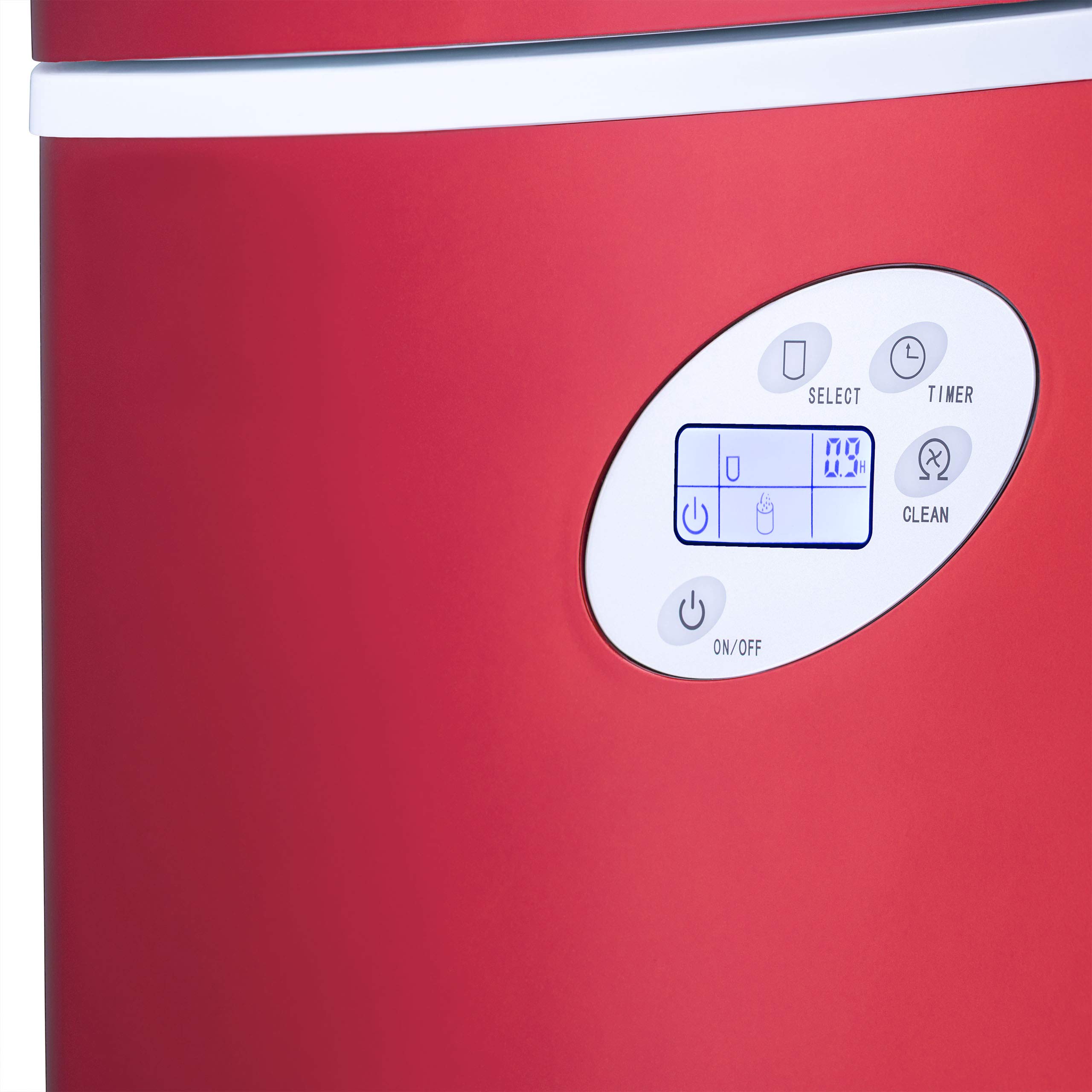 NewAir Portable Ice Maker 50 lb. Daily Output - Compact Countertop Ice Machine with 3 Bullet Ice Sizes, Fast 10-Min First Batch, Self-Cleaning & Quiet Operation (Red, AI-215R) - Perfect for Home, Office, RV, and Outdoor Parties