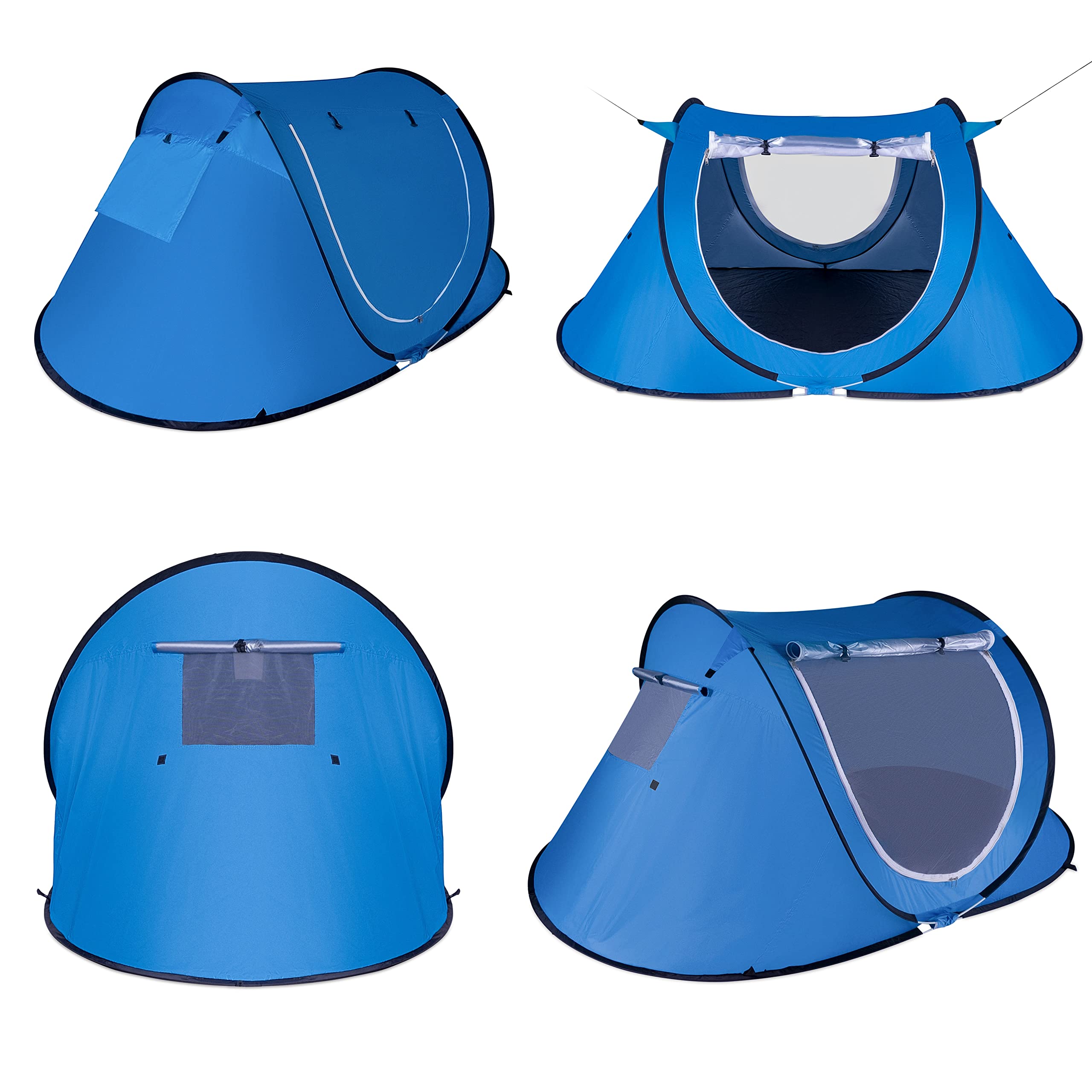 Zento Best Pop Up Beach Tent TA17 - Instant Portable Sun Shelter for 3-4 People, Automatic Setup, Windproof & Waterproof UV Protection Canopy with Carry Bag - Perfect for Beach, Camping, Picnics, and Outdoor Family Adventures