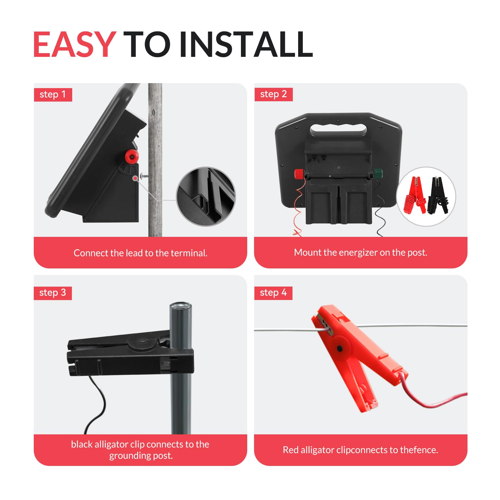 S1000 1 Joule Solar Fence Charger - 40 Mile Electric Fence Energizer for Livestock, Horses, Cattle & Sheep | Portable, Weatherproof & Durable | Ideal for Pastures, Farms & Ranch Security