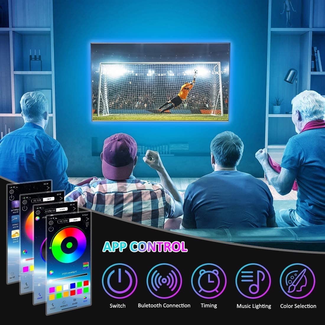 Nexlux 14.7ft LED TV Backlight Strip for 32-70 Inch TVs - Smart App Controlled RGB Gaming Lights with Easy Installation | Perfect for Home Theater, Gaming Setup & Ambient Lighting