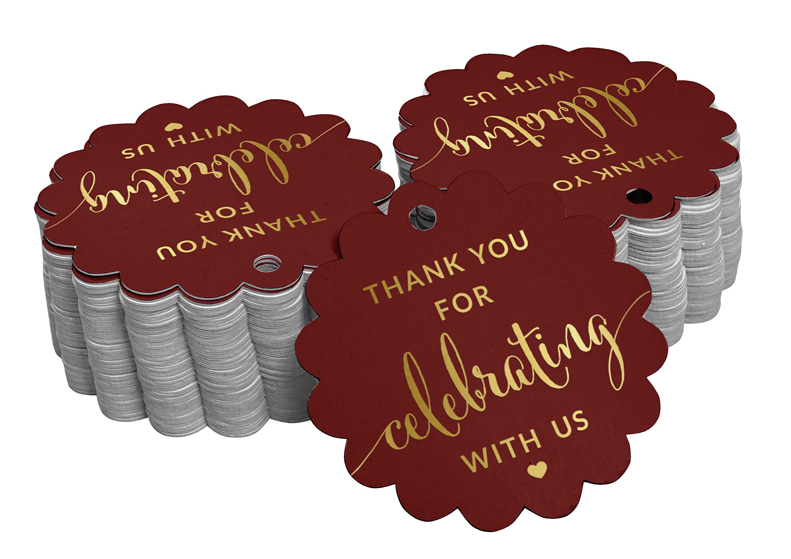 50 Pack Gold Foil Thank You Tags for Bridal Shower, Baby Shower, Wedding, Birthday & Retirement Parties - Elegant Favor Hang Tags for DIY Crafts & Gift Decorations - Perfect for Party Favors, Invitations & Special Event Decor