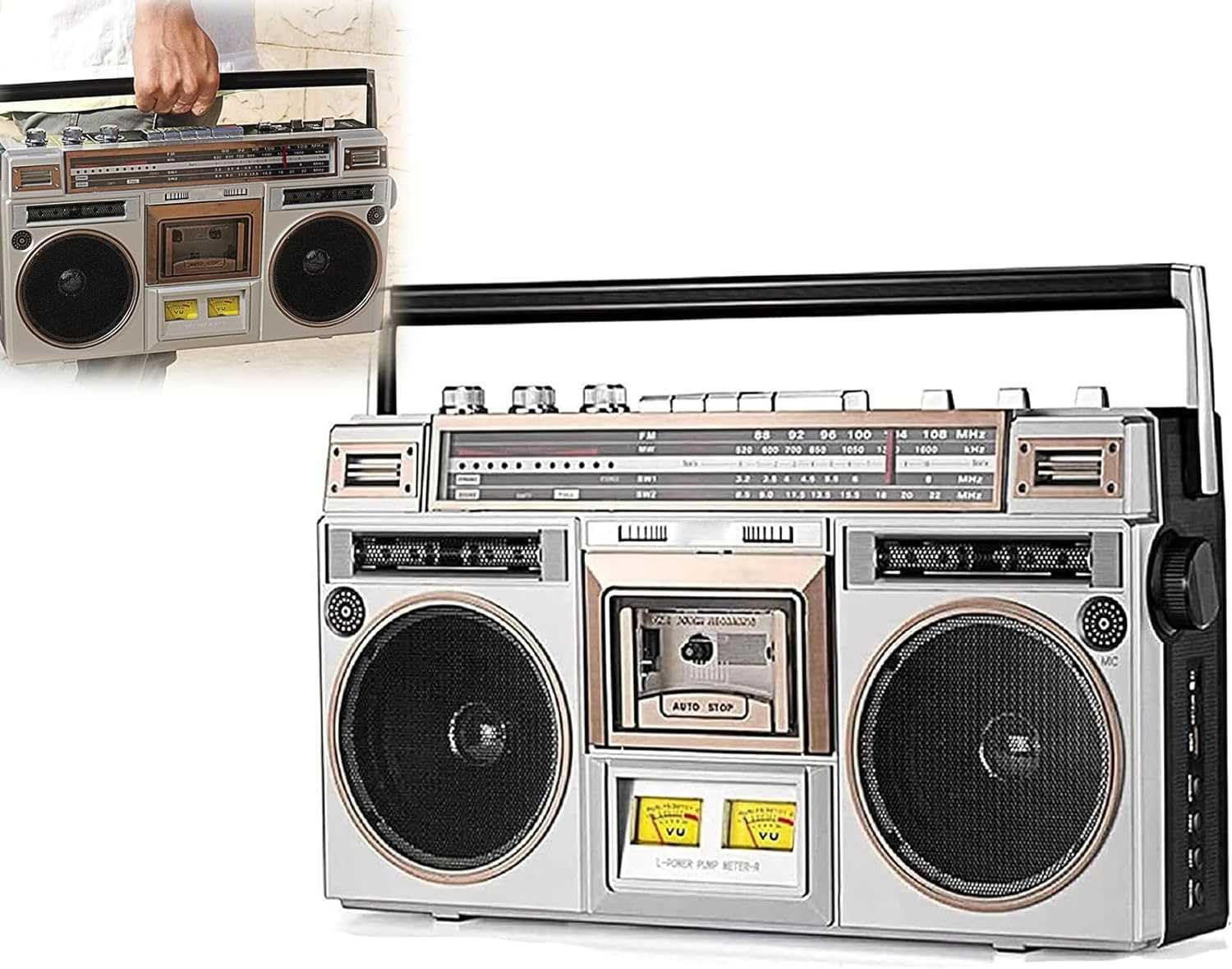 Vintage Retro Cassette CD Tape Player with FM/DAB+ Radio - Classic 80s Style Portable Music Player for Home, School, Restaurant & Gift - Perfect for Music Lovers, Nostalgic Decor & Vintage Themed Parties