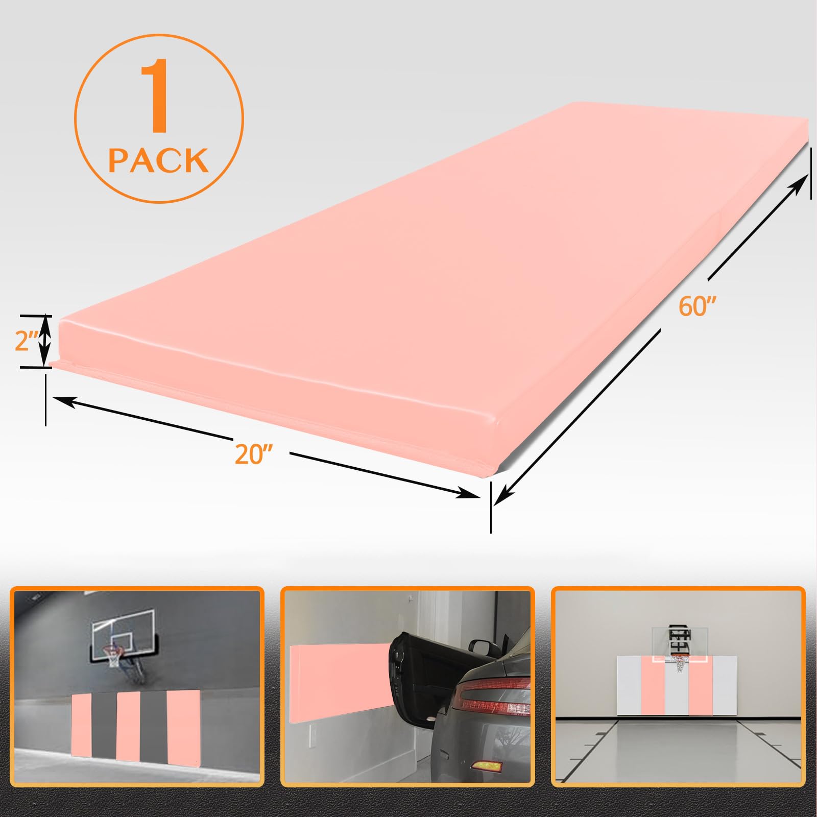 PROGOAL 2” Thick Gym Wall Padding - Durable Foam Wall Mat for Basketball Court, Garage & Taekwondo - Protects Walls from Mounted Hoops (60