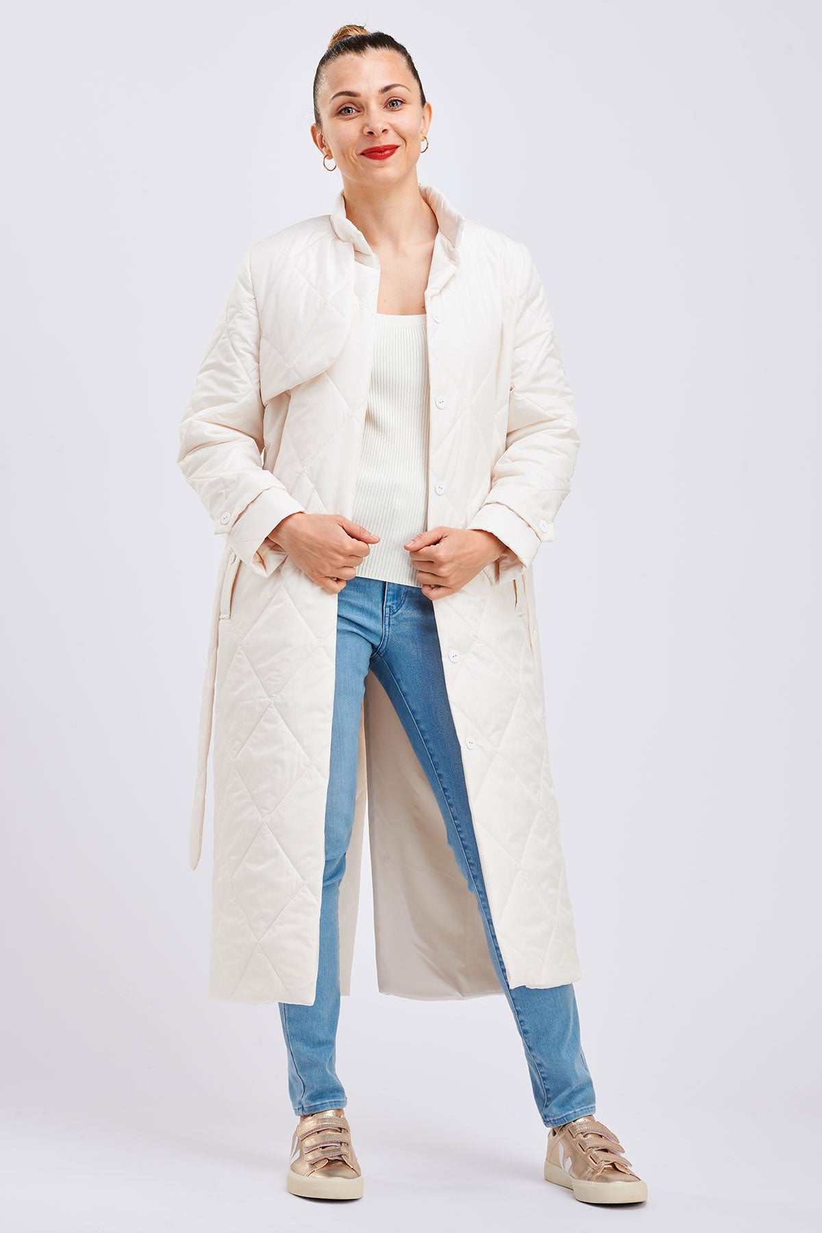 I AM PATTERNS Bob Trench Coat for Women - Classic Long Waterproof Raincoat with Belt - Perfect for Office, Travel & Fall Fashion
