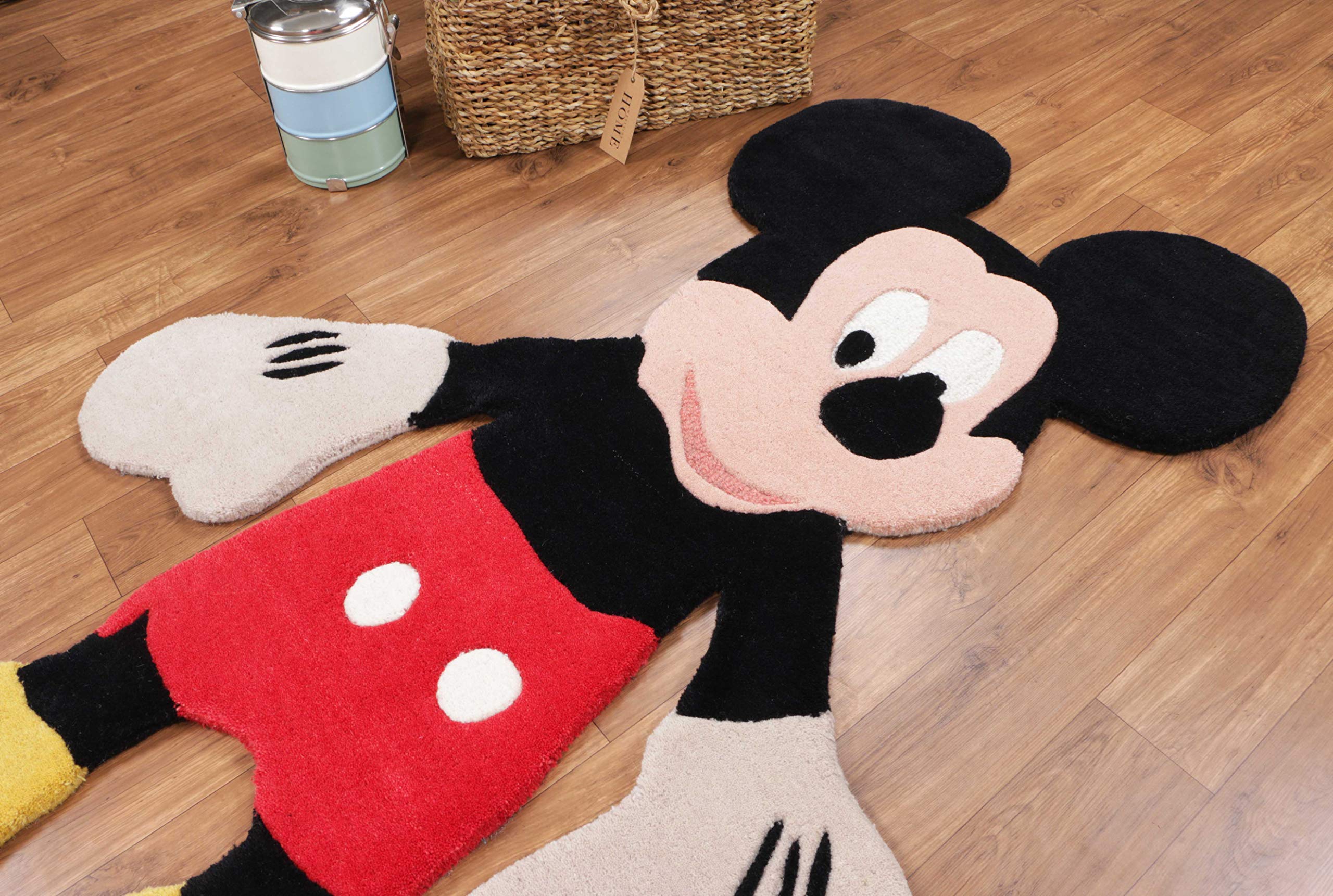 Disney Mickey Mouse 3'x5' Handmade Tufted 100% Wool Rug for Kids - Soft Nursery Carpet for Baby Boys & Girls Bedroom, Playroom Floor Decor
