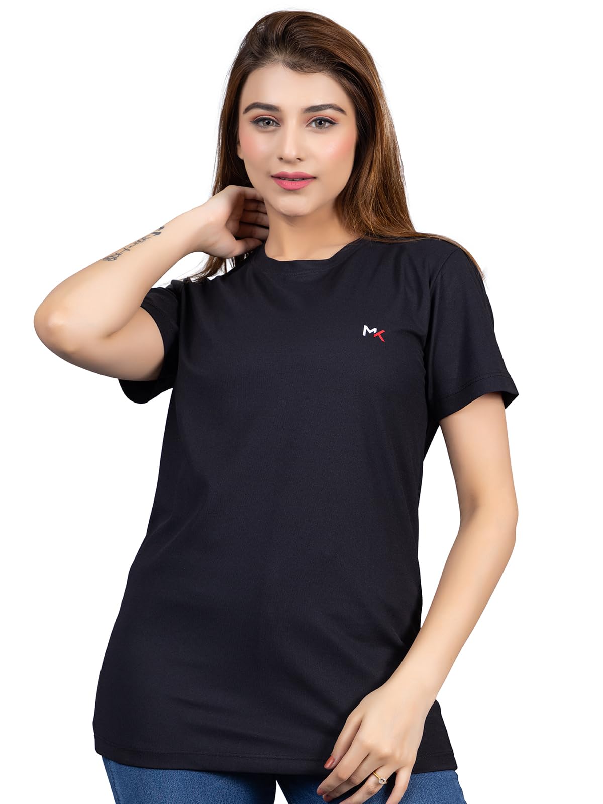 Magknit Women's Trendy Plain Sports T-Shirt - Breathable Summer Tee for Running, Gym & Casual Wear