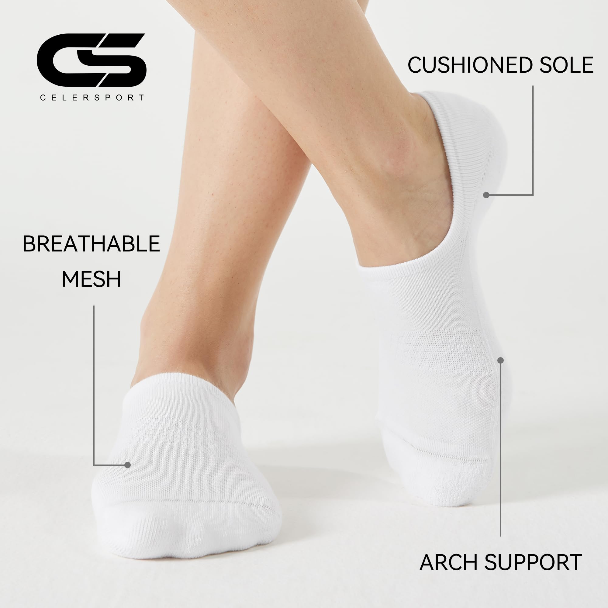 CELERSPORT 4/8 Pairs No Show Socks - Athletic Cushioned Low Cut for Men & Women - Perfect for Running & Sneakers