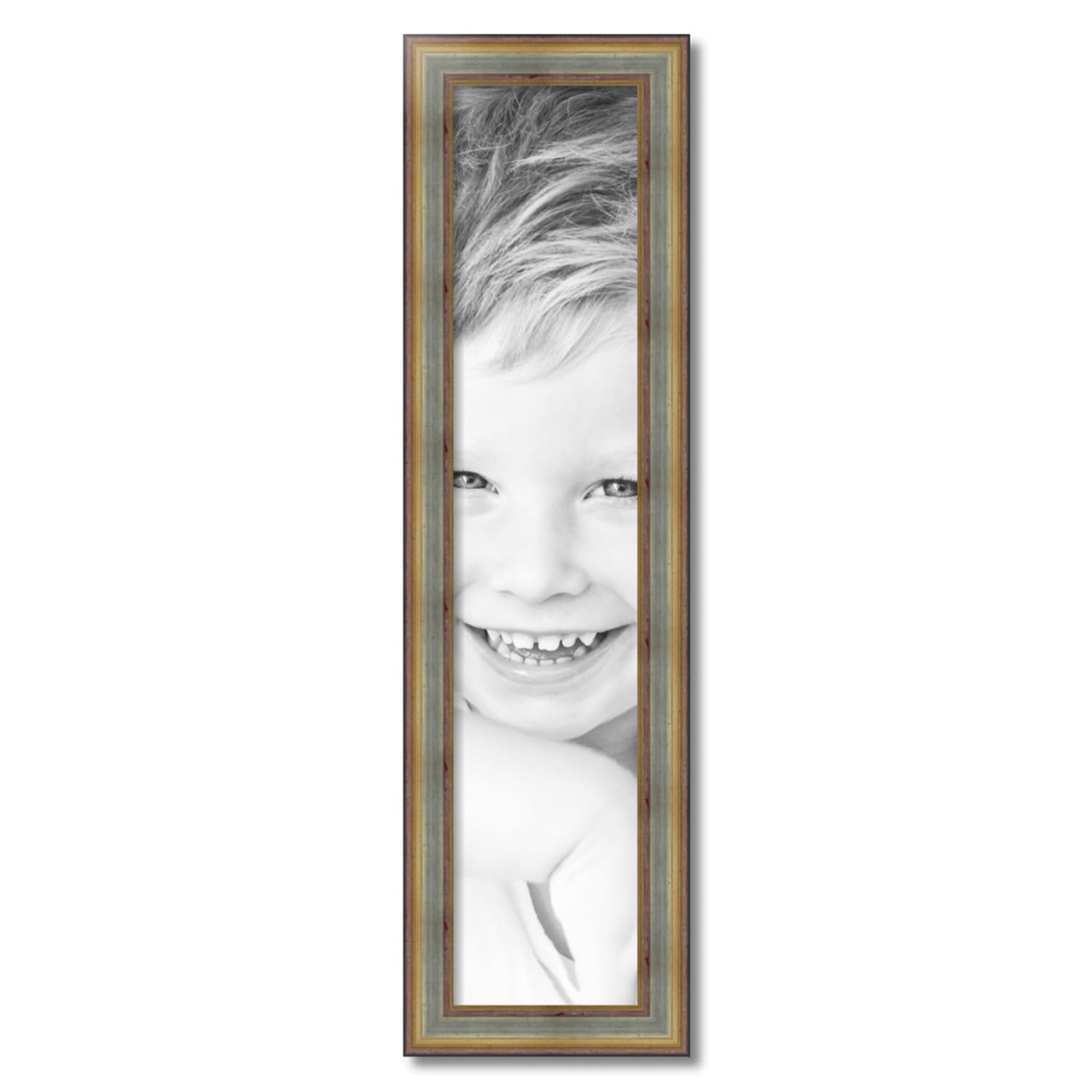 ArtToFrames 8x38 Inch Silver Picture Frame with Gold Accents - 2.13 Inch Custom Wood Poster Frame for Wall Art, Photos & Decor - Includes Economy Acrylic - Perfect for Living Room, Bedroom & Office Display