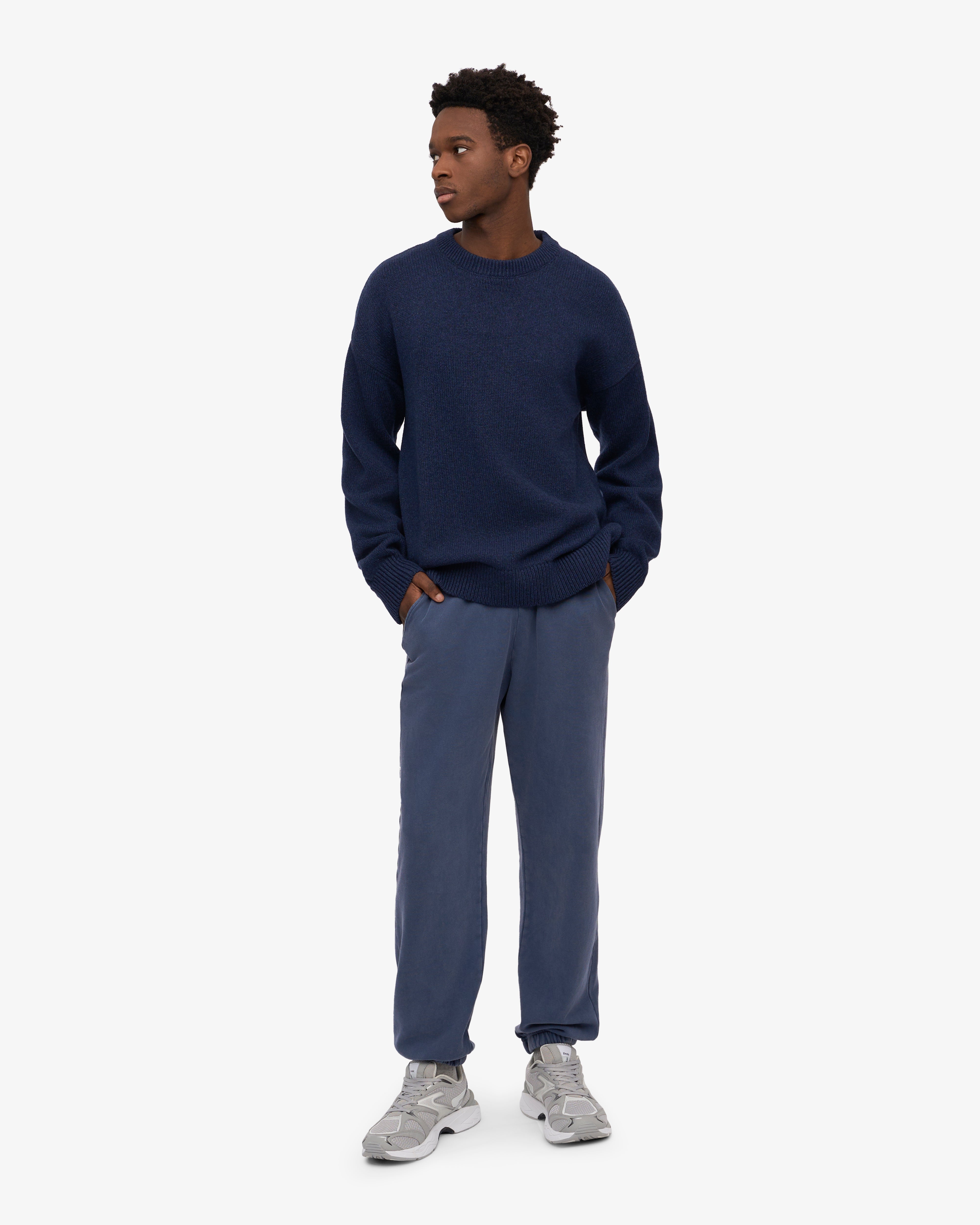 Premium Oversized Merino Wool Crew Neck Sweater - Soft Warm Winter Pullover for Women & Men - Marine Blue - Perfect for Casual Outfits, Office Wear & Cozy Home Relaxation