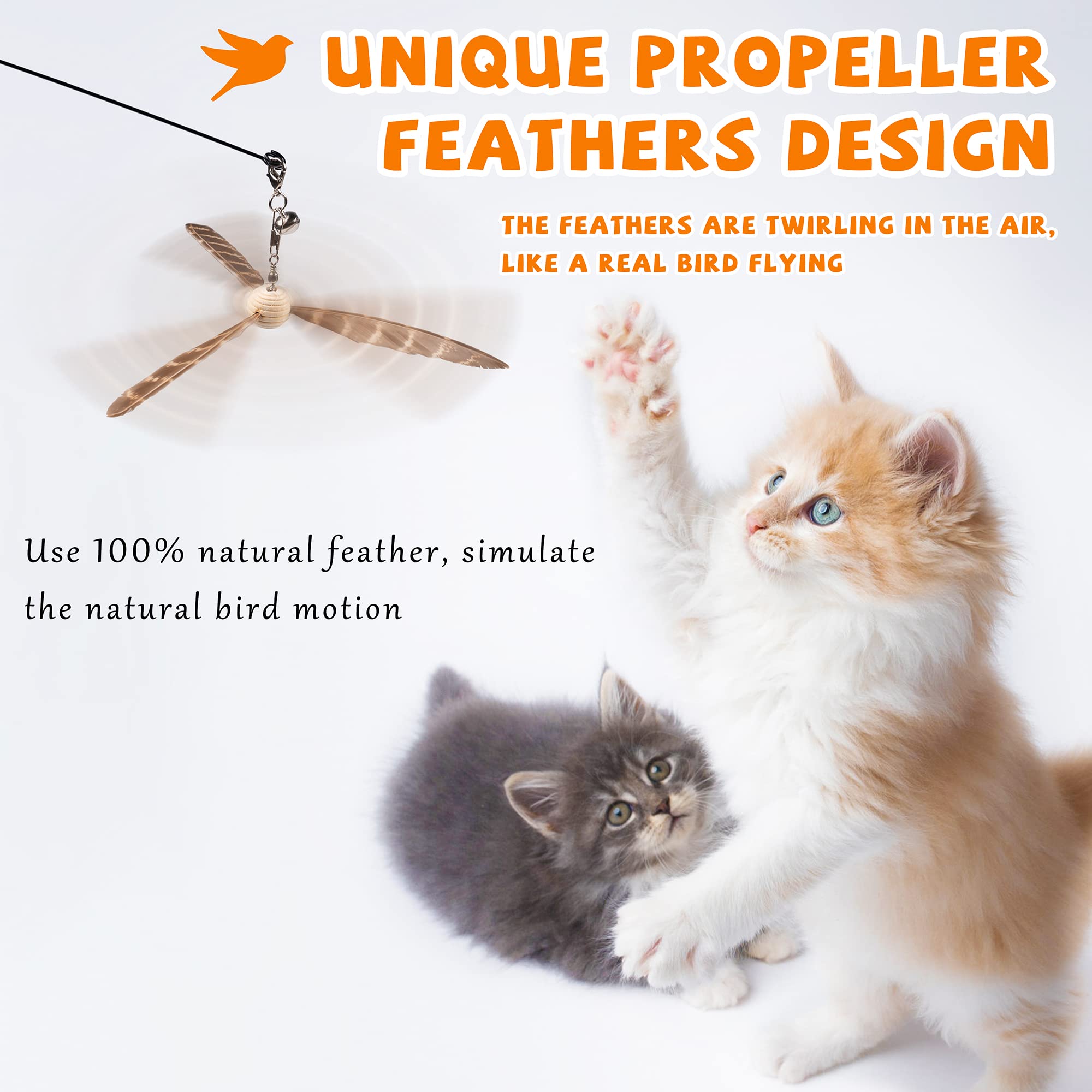 JXFUKAL Interactive Cat Wand Toy with 3 Feather Refills - 29