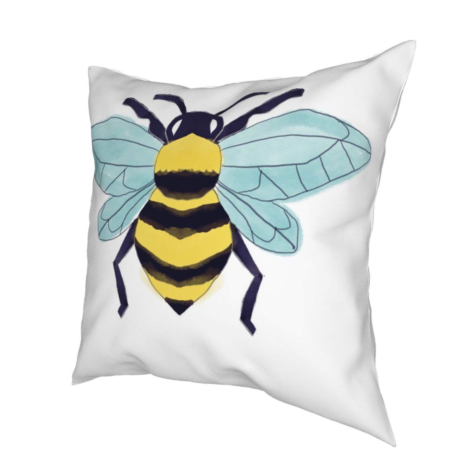Modern Bee Pillow Covers 12x12 Inch - Decorative Sofa Throw Pillow Cases for Couch, Bed, Car & Outdoor Use - Soft & Stylish Home Decor Accent for Living Room, Patio & Travel