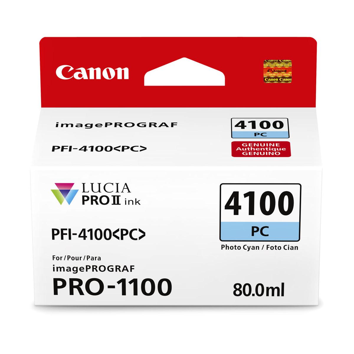 Canon PFI 4100 Photo Cyan Pigment Ink Tank 80mL for PRO-100 PRO-1100 Printers | High-Quality Photo Printing | Perfect for Professional Photography & Art Prints