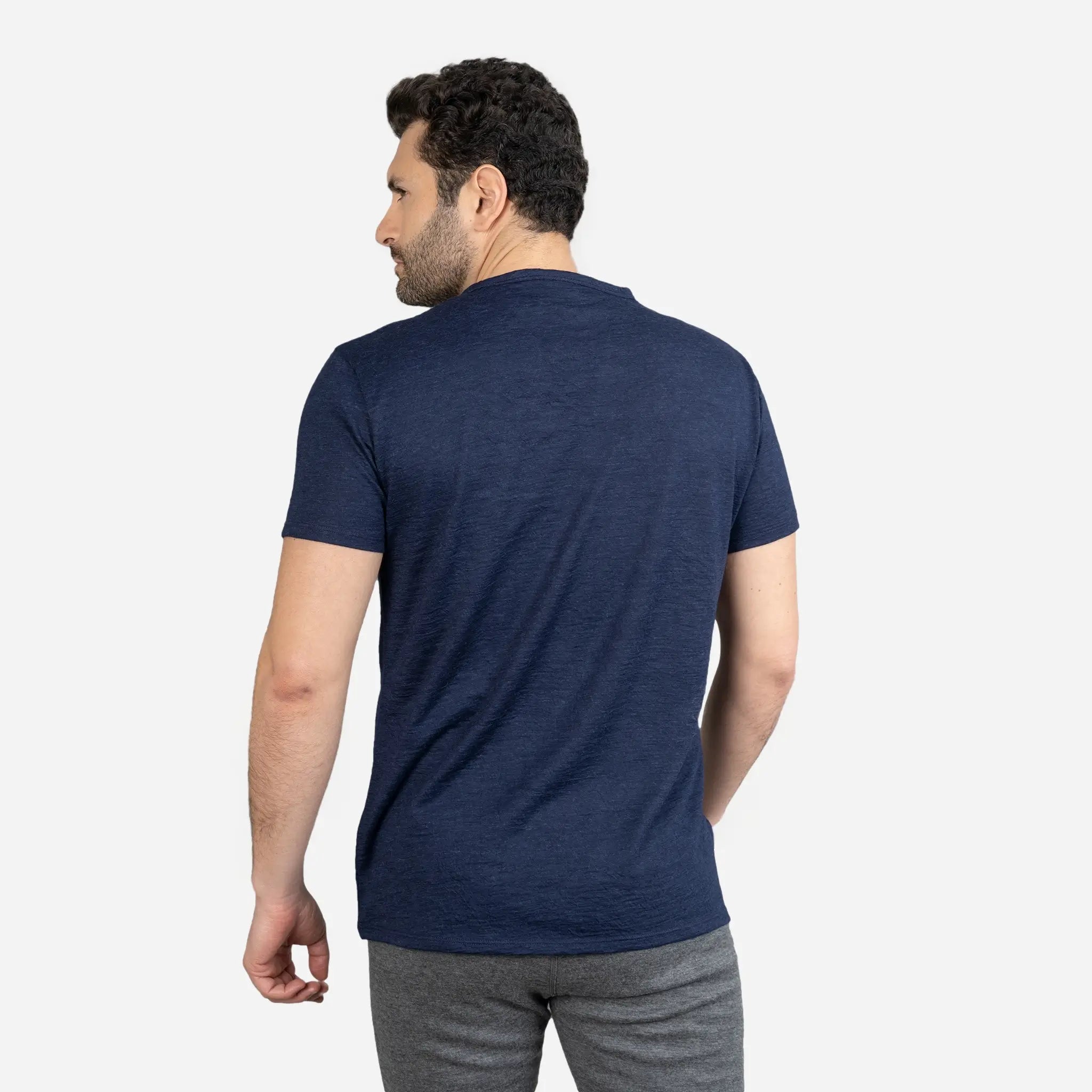 Ultralight Men's Alpaca Wool V-Neck T-Shirt - 160 GSM Soft Breathable Tee for Outdoor Hiking & Casual Wear