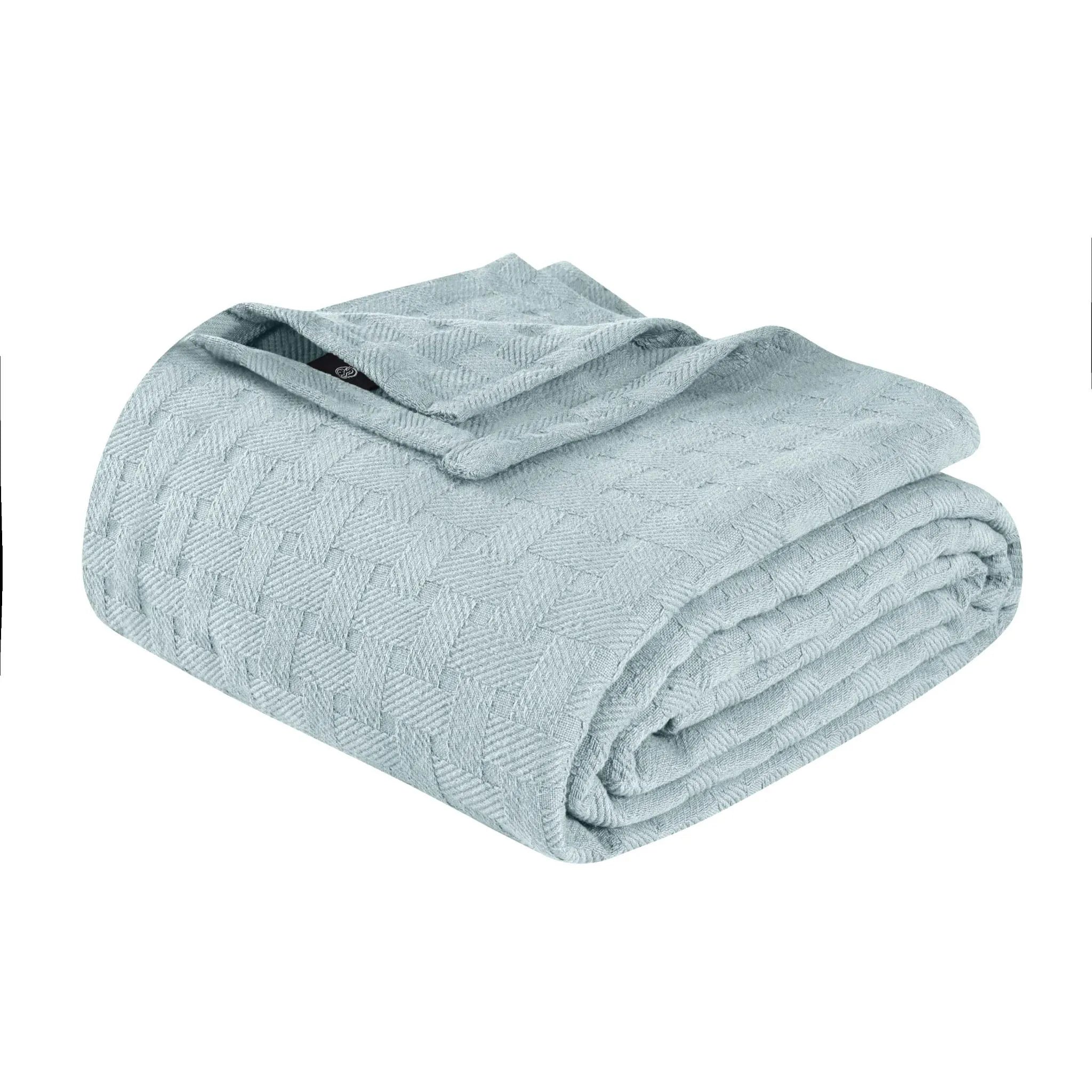 Farmhouse Basketweave Cotton Blanket - All Season Soft & Cozy Throw for Bed, Couch, and Outdoor Use - Perfect for Home Decor, Camping, and Gifts
