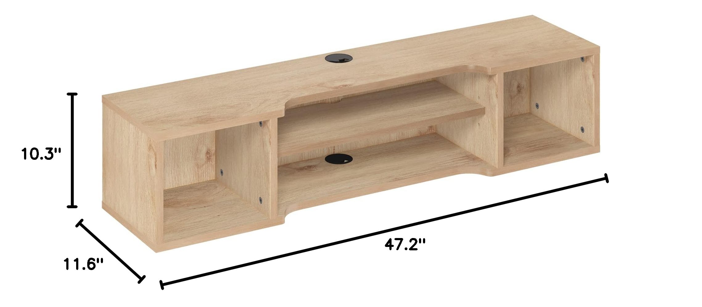 Furinno Indo Floating Storage Hutch Media Console - Marcy Oak Finish - Wall Mounted TV Stand with Shelves for Living Room, Bedroom & Home Office