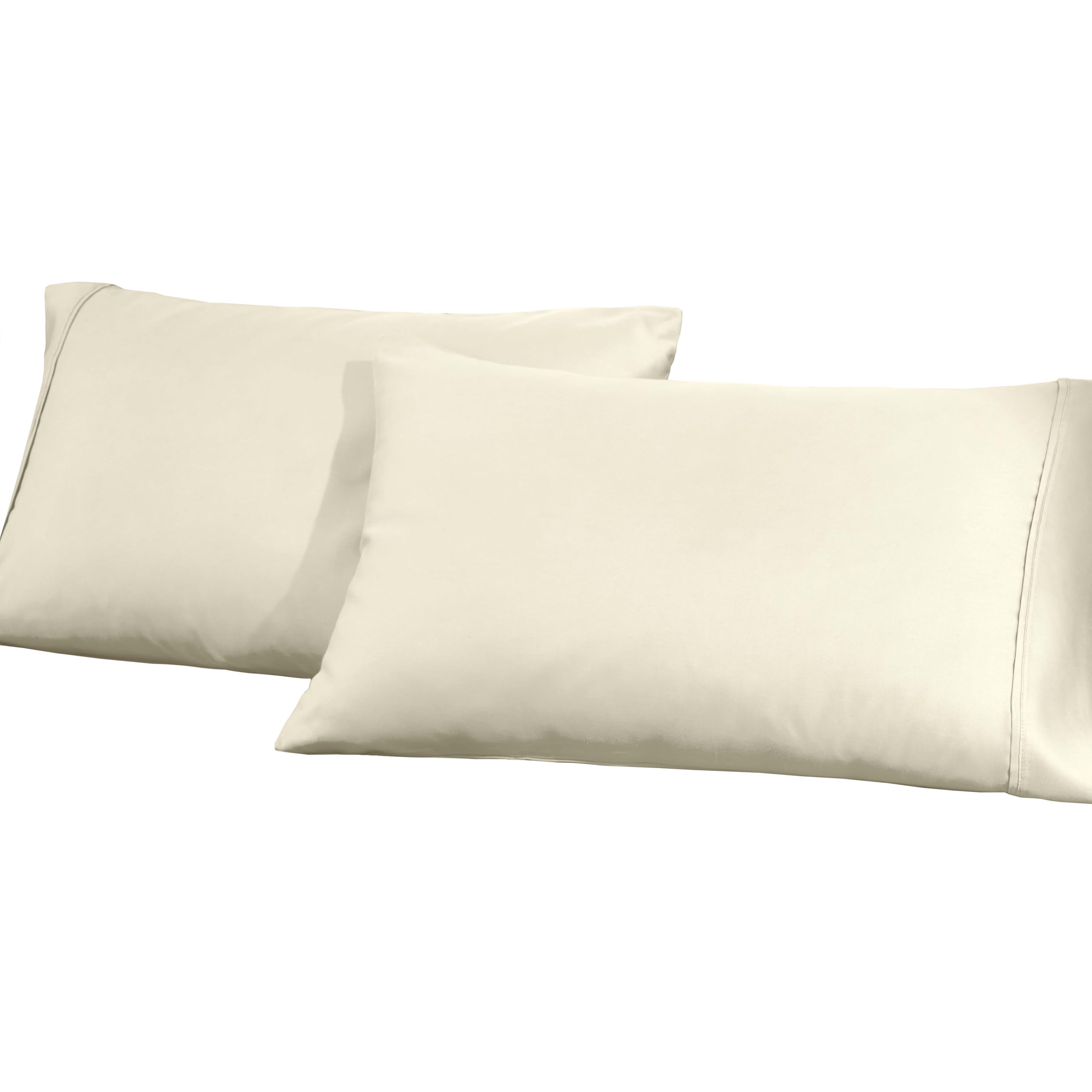 Premium Cotton-Blend 2-Piece Solid Pillowcase Set - Standard Size (20x26 inches), Ivory White | Soft Bedding for Home, Hotel & Guest Room Decor