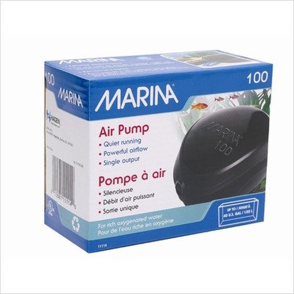 Marina 200 Aquarium Air Pump - High Performance Oxygen Pump for Fish Tanks, Quiet & Energy Efficient - Perfect for Freshwater & Saltwater Aquariums, Fish Bowls, and Hydroponic Systems