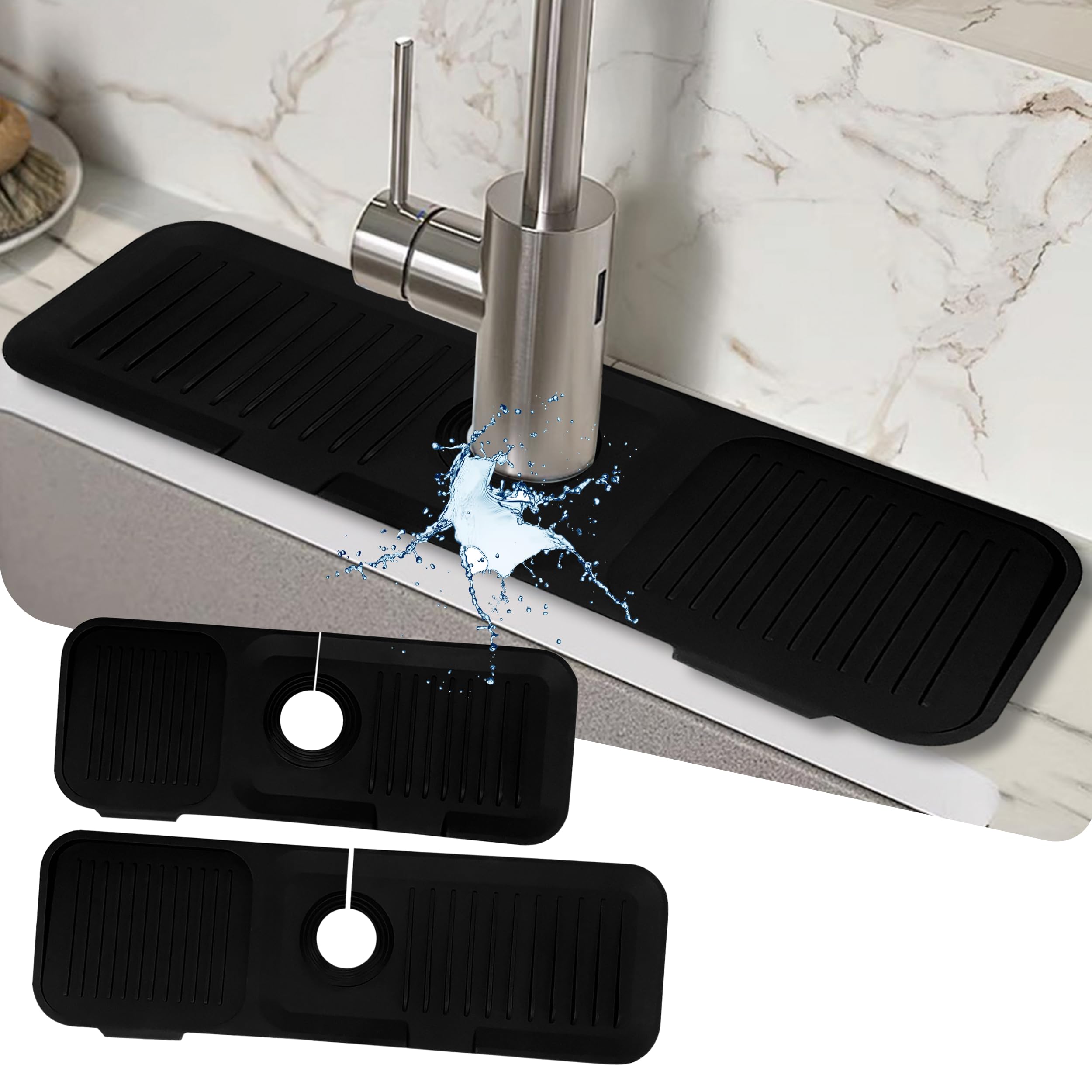 7° Slope Kitchen Sink Splash Guard - Anti-Splash Faucet Mat Protector (14.5