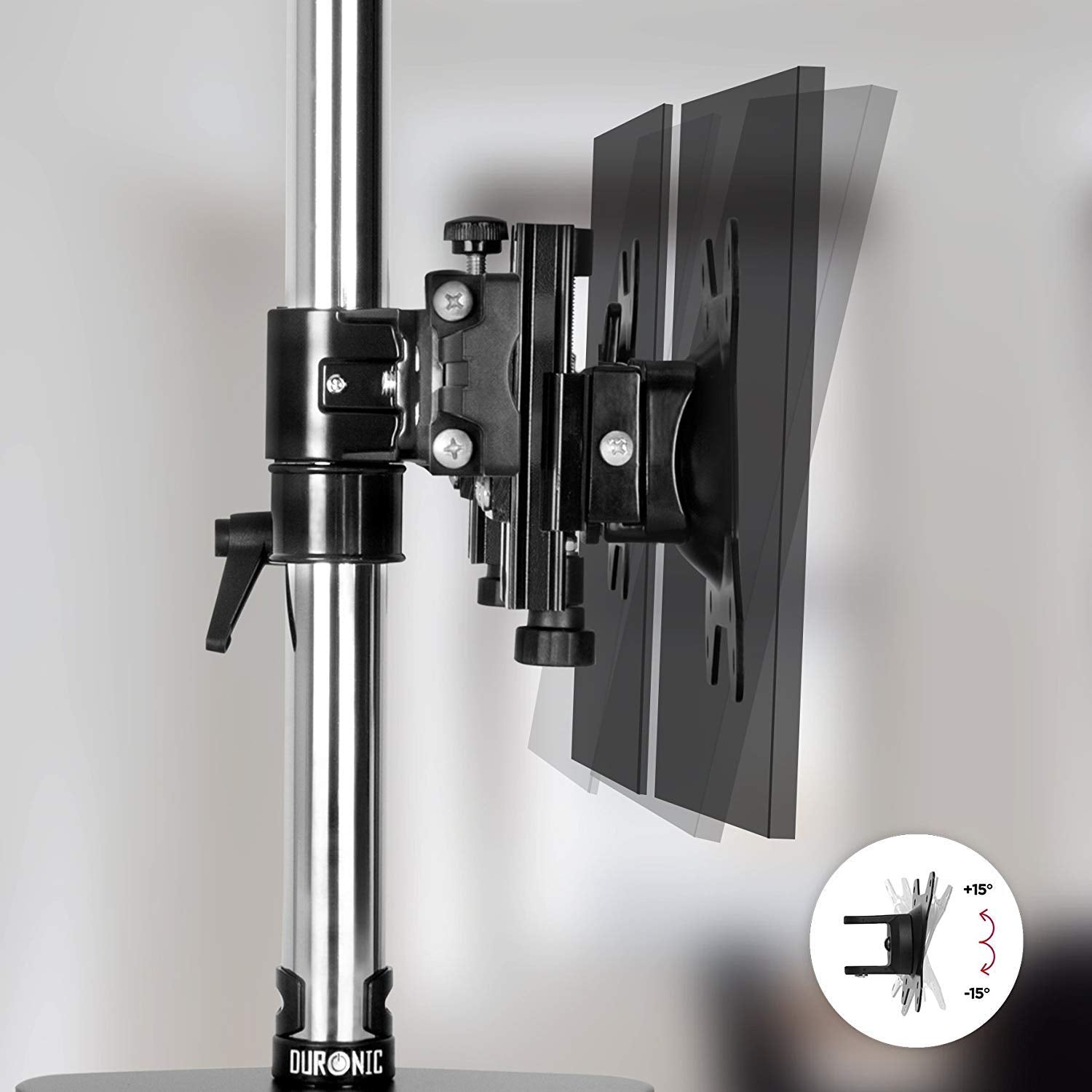 Duronic DM754 Quadruple Freestanding Monitor Stand - Holds 4 Screens 15-24 Inch, 8kg Capacity, VESA 75/100 Compatible - 360° Rotation & ±15° Tilt - Black | Perfect for Multi-Screen Workstations, Gaming Setups & Office Desks