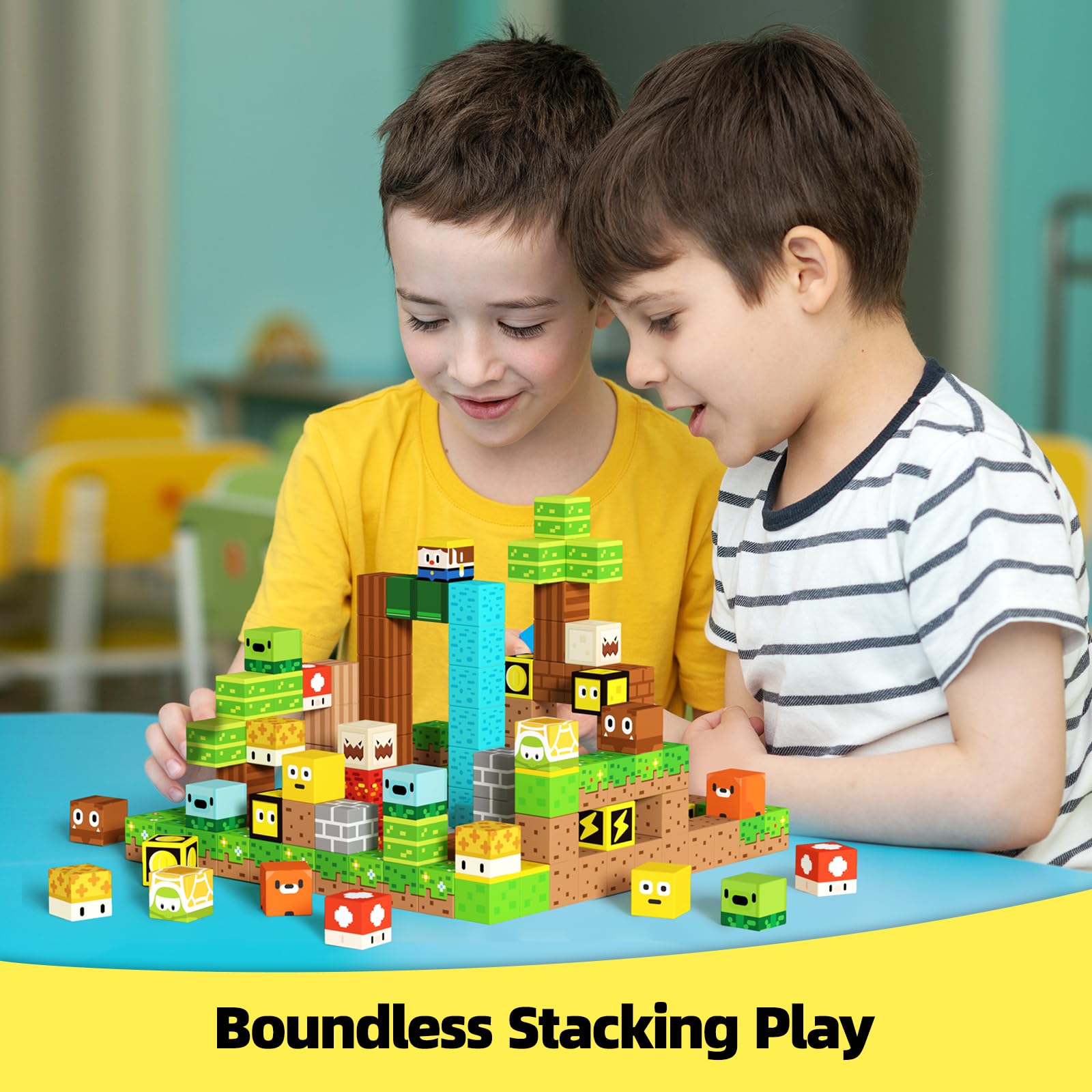 GobiDex 100PCS Magnetic Building Blocks for Kids Ages 3+ | STEM Educational Construction Toys for Boys & Girls | Creative Learning Sensory Gift for Birthday & Christmas | Perfect for Classroom, Home Play & STEM Activities (1 Inch)