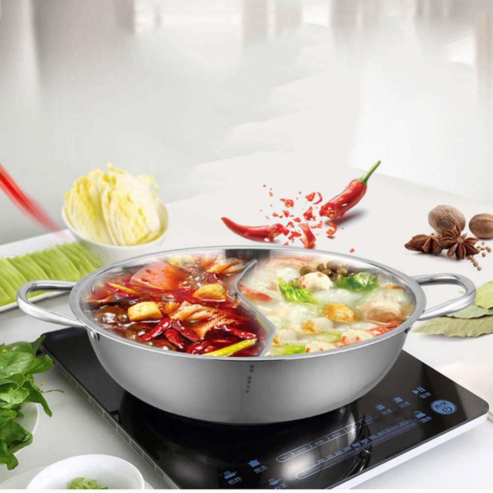 Premium Cabilock Hot Pot Cookware Set - 4-in-1 Divided Shabu Shabu Pot with Removable Divider for Asian Hot Pot, Korean BBQ & Family Dining | Electric & Induction Stove Compatible