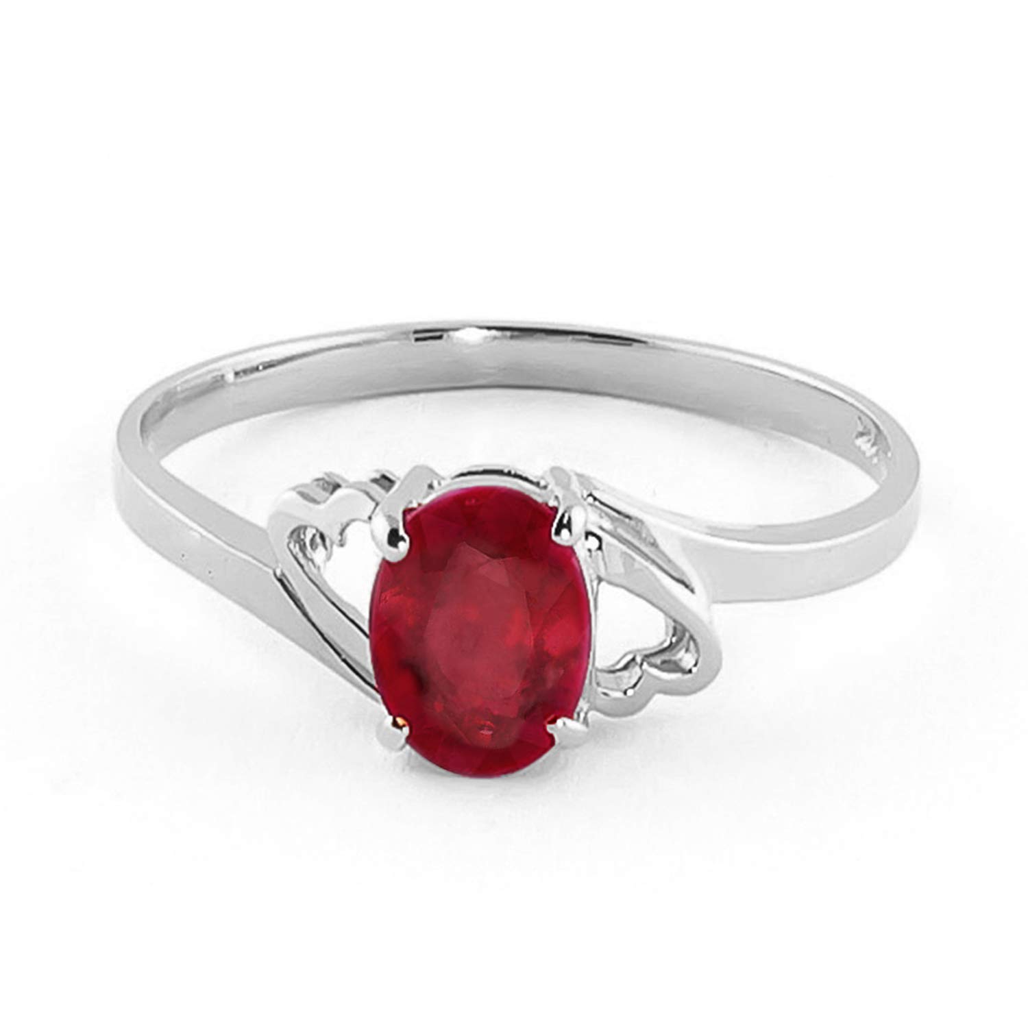 14K Solid White Gold Ring with 1.15ct Oval Ruby - Galaxy Gold GG | Elegant Jewelry for Weddings, Anniversaries & Special Occasions
