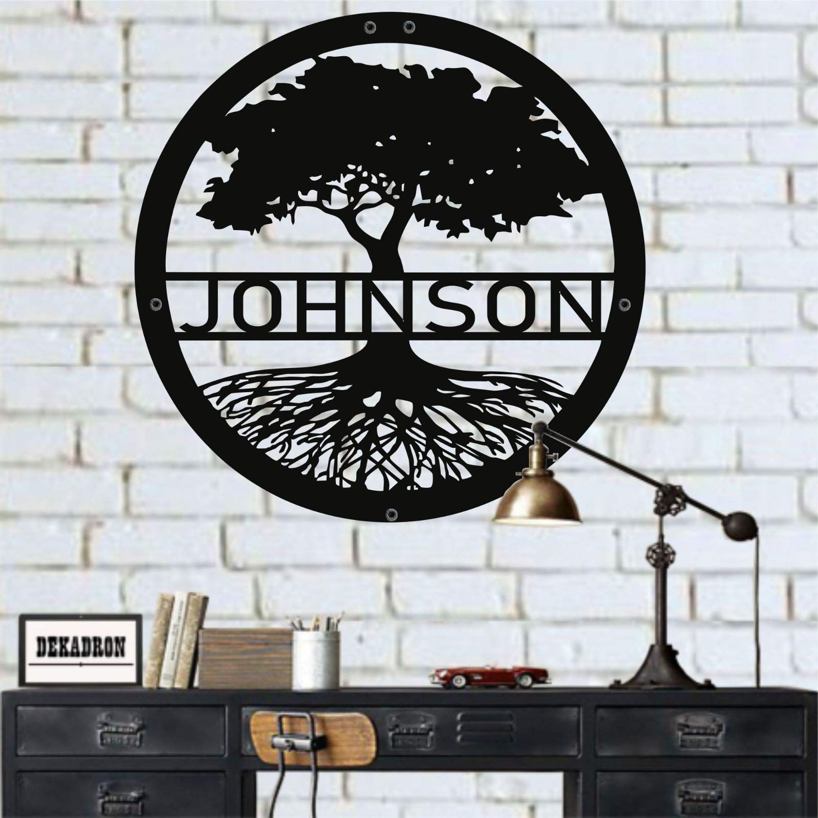 Personalized Metal Family Tree Wall Art - Custom Tree of Life & Last Name Sign - Unique Wedding Gift & Home Decor - 28x28 Inches (71x71cm) - Perfect for Living Room, Bedroom & Housewarming Gifts