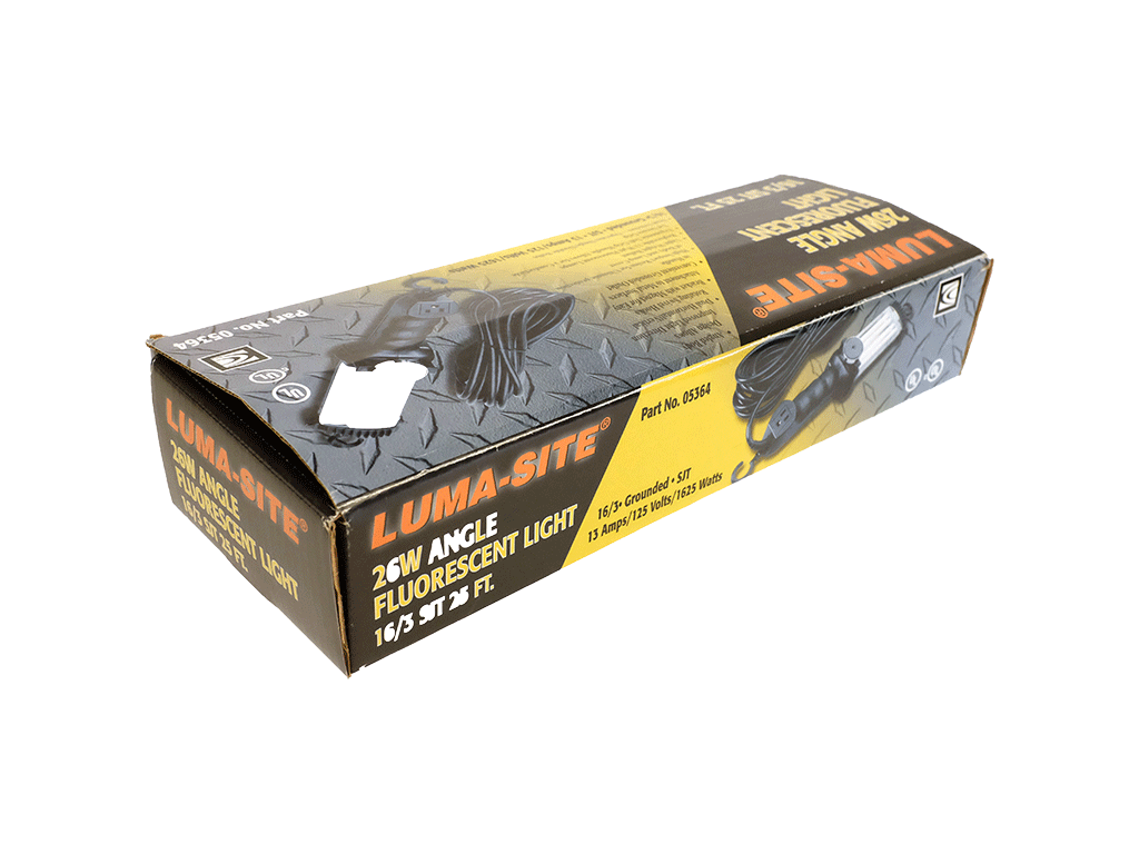 26W Luma Site Fluorescent Light - 16/3 SJT Cord, 25 Ft - Part No. 05364 (New in Box) - Perfect for Workshops, Garages & Industrial Lighting