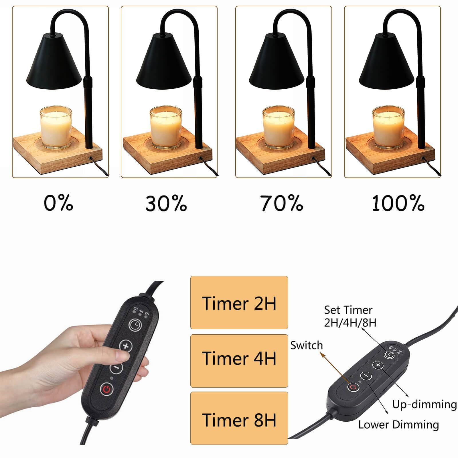 YODEWA Wood Base Candle Warmer Lamp with Timer & Dimmer - Farmhouse Electric Wax Melter for Jar Candles, Home Decor, Housewarming & Birthday Gifts for Women - Square Black - Perfect for Living Room, Bedroom & Office Ambiance