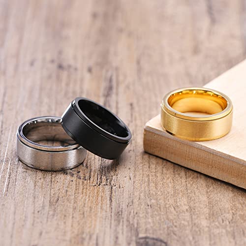 8MM & 6MM Stainless Steel Spinner Fidget Ring - Free Engraving, Wedding Band, Promise & Engagement Ring for Couples - Stress Relief Anxiety Spinning Ring Gift for Boyfriend & Girlfriend | Perfect for Proposals, Anniversaries, and Everyday Wear