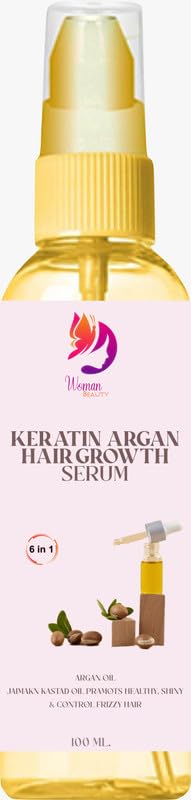 Keratin Argan Hair Growth Serum for Women - Promotes Faster Hair Growth & Strengthens Hair Health | Perfect for Thinning Hair, Dry Scalp & Damaged Hair Repair