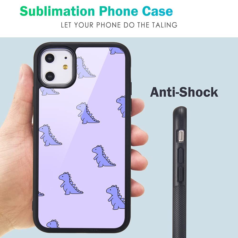 MAYCARI iPhone 12 mini Case - Cute Purple Dinosaur Pattern, Hard Back with Soft TPU Bumper Protective Cover for Women & Girls | Perfect for School, Work & Everyday Use