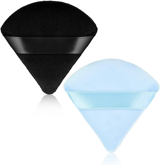 Jnkb 2-Pack Triangle Powder Puffs - Soft Makeup Sponge for Loose & Pressed Foundation, Wet/Dry Use - Large Body Cosmetic Puffs for Flawless Face Application (Multicolor) - Perfect for On-the-Go Touchups & Professional Makeup Looks