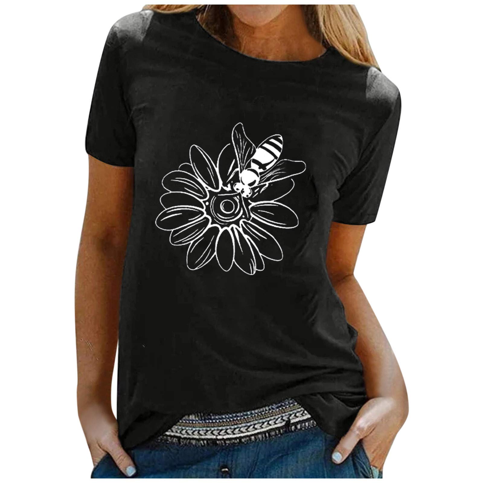 Women's Casual Letter Print Round Neck Short Sleeve T-Shirts - Comfortable Cotton Tees for Everyday Wear, Street Style & Summer Outfits