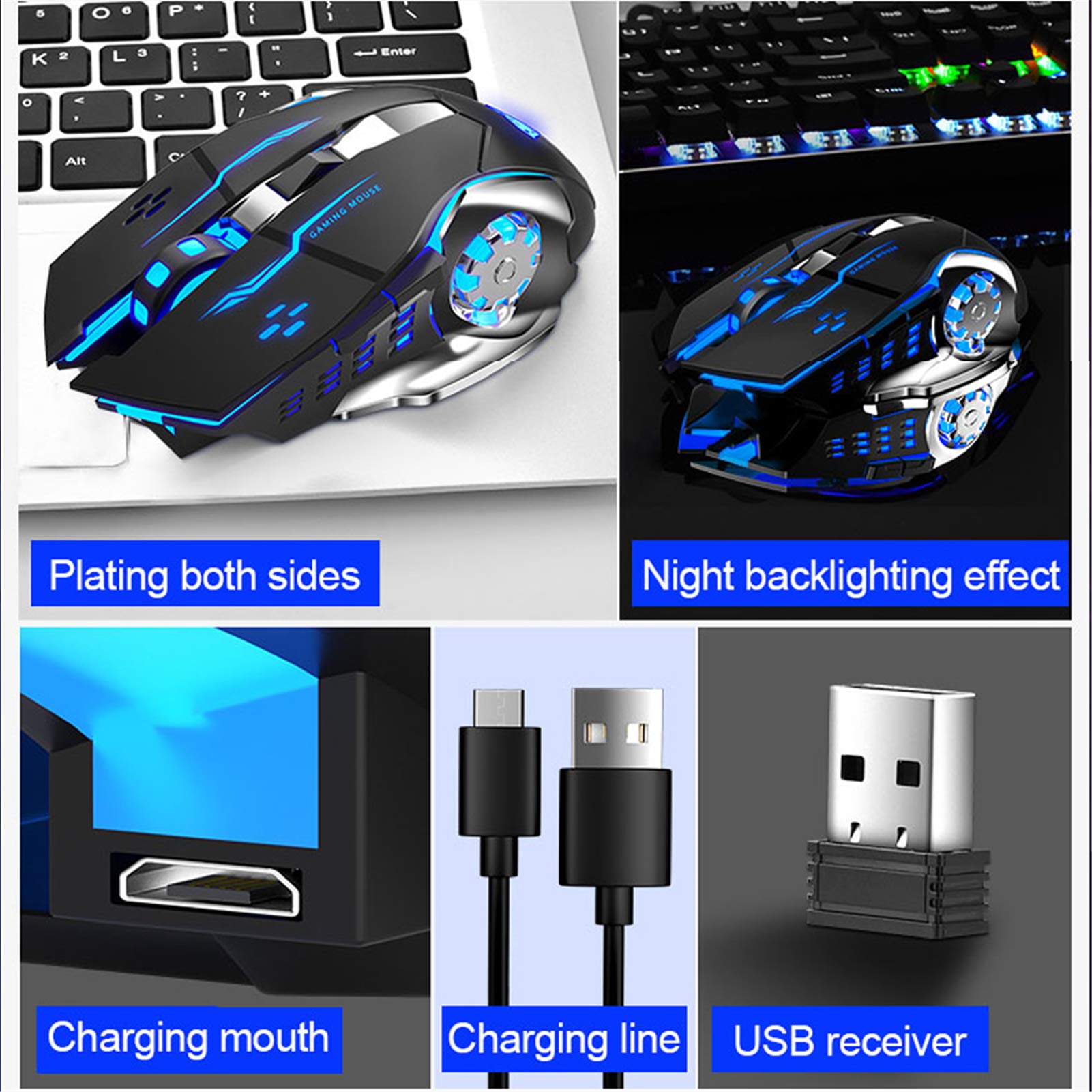 AULA Gaming Keyboard and Mouse Combo - Blue Switch Mechanical Keyboard & 2.4G Wireless Mouse for PC, Mac, PS4, PS5 - Perfect for Gaming, Office Work, and Typing