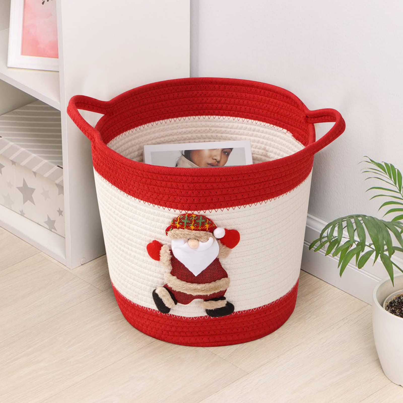 Christmas Santa Claus Storage Basket - Holiday Home Decor & Gift for Mom, Teen Girls - Boho Style Toy, Clothes & Miscellaneous Organizer - Perfect for Festive Decor, Bedroom & Living Room Storage
