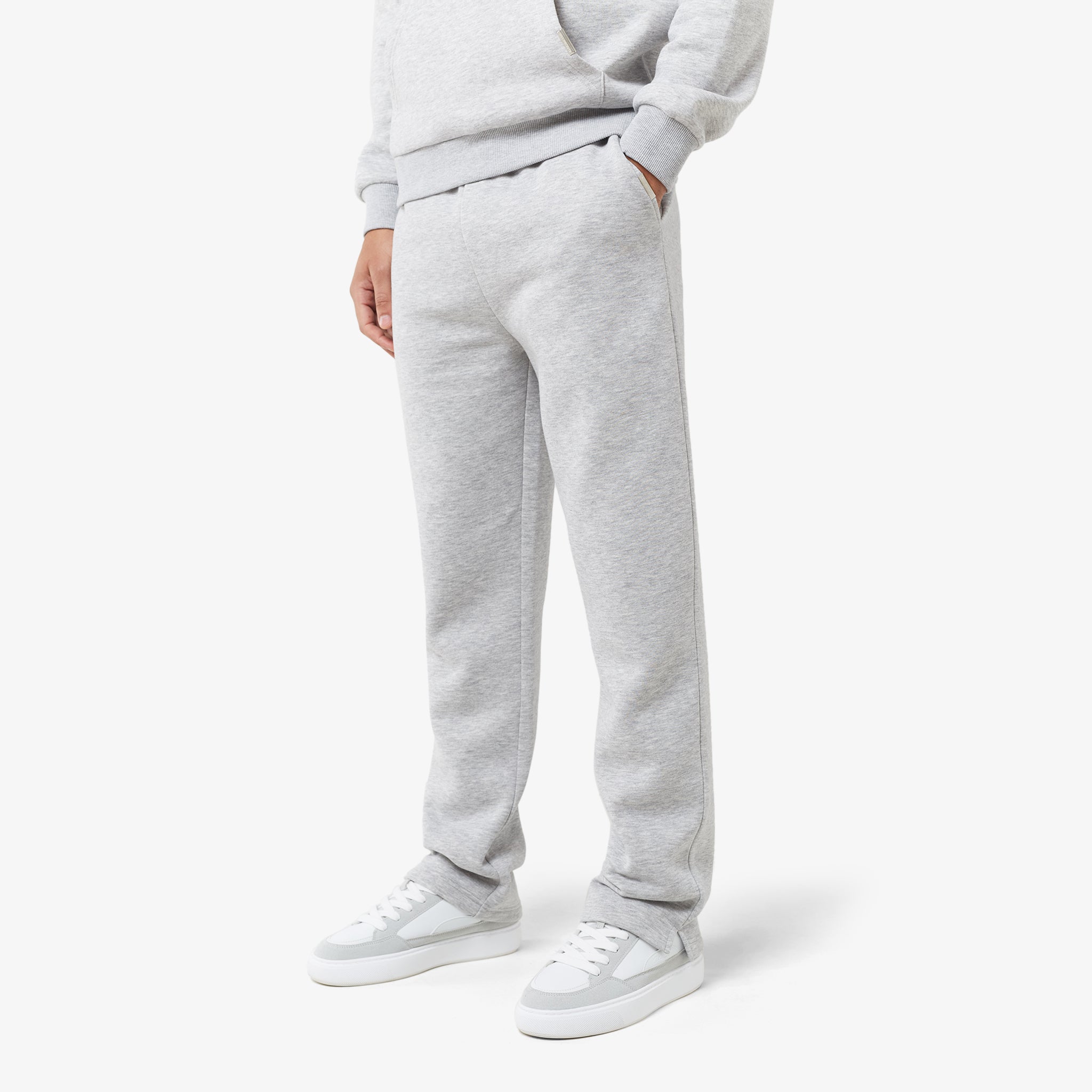 Split Open Hem Jogger Pants - Grey Marl | Comfortable Lounge & Streetwear Style for Men & Women