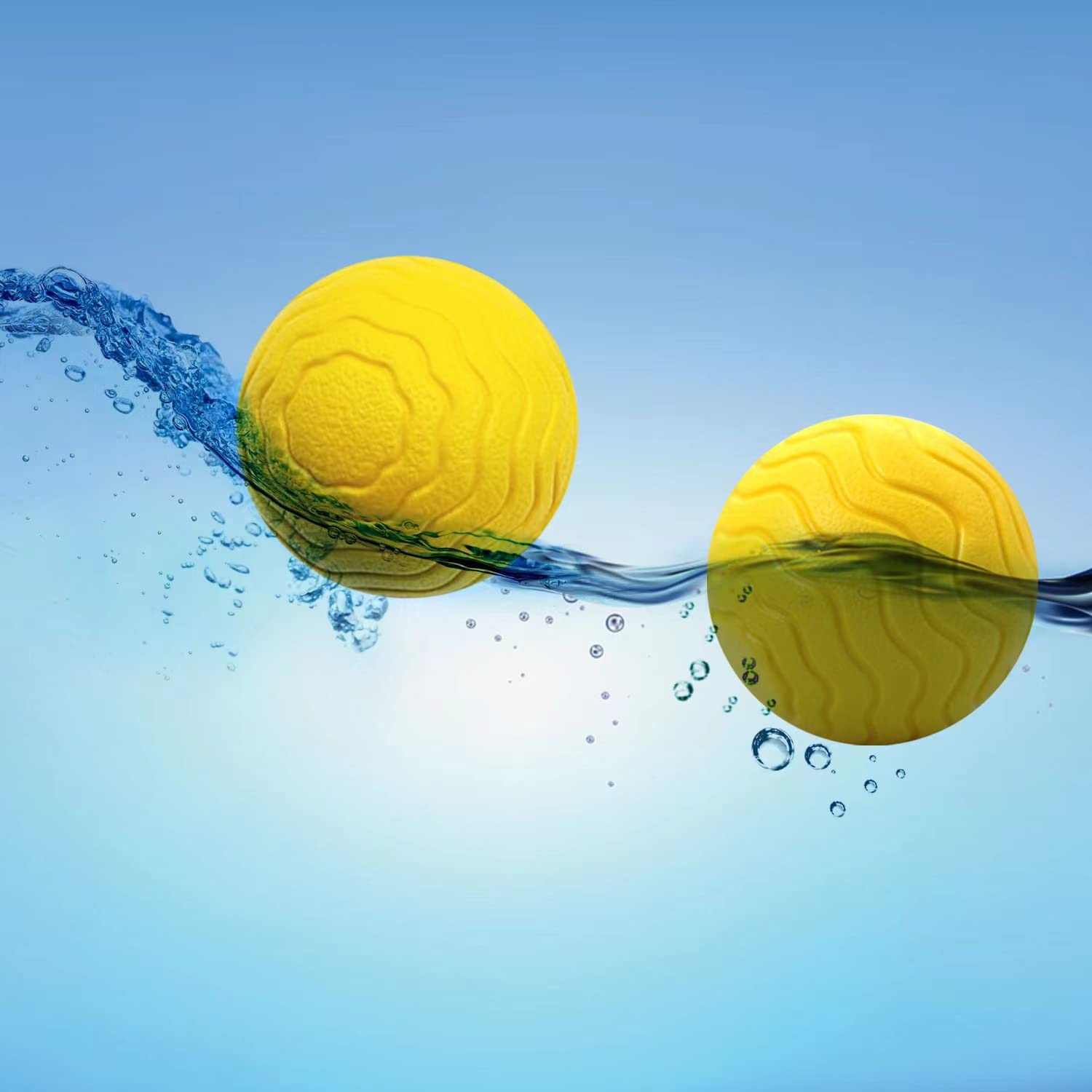 Durable Small Dog Tennis Balls for Puppy Teething - 2.75 Inch Chew Toys for Aggressive Chewers (2-Pack, Solid Yellow) - Floating Water Balls for Fetch & Pool Play