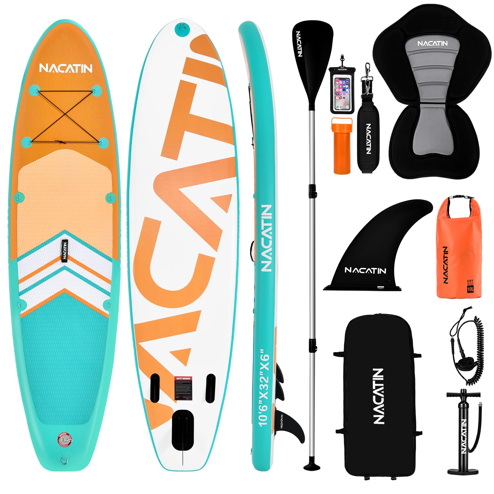 NACATIN Inflatable Stand Up Paddle Board (SUP) - 10'6