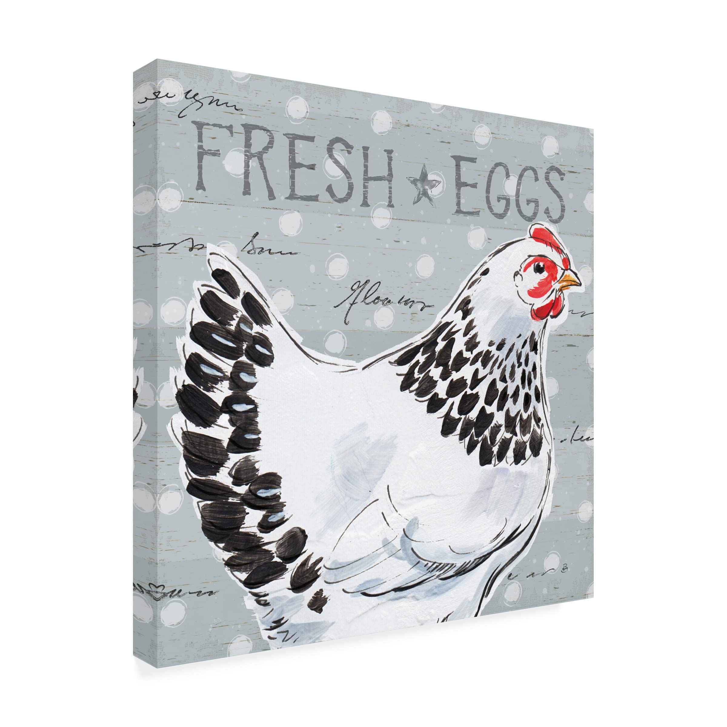 Trademark Fine Art 'Roosters Call II' Canvas Wall Art by Daphne Brissonnet - Rooster Painting for Farmhouse, Kitchen & Country Home Decor