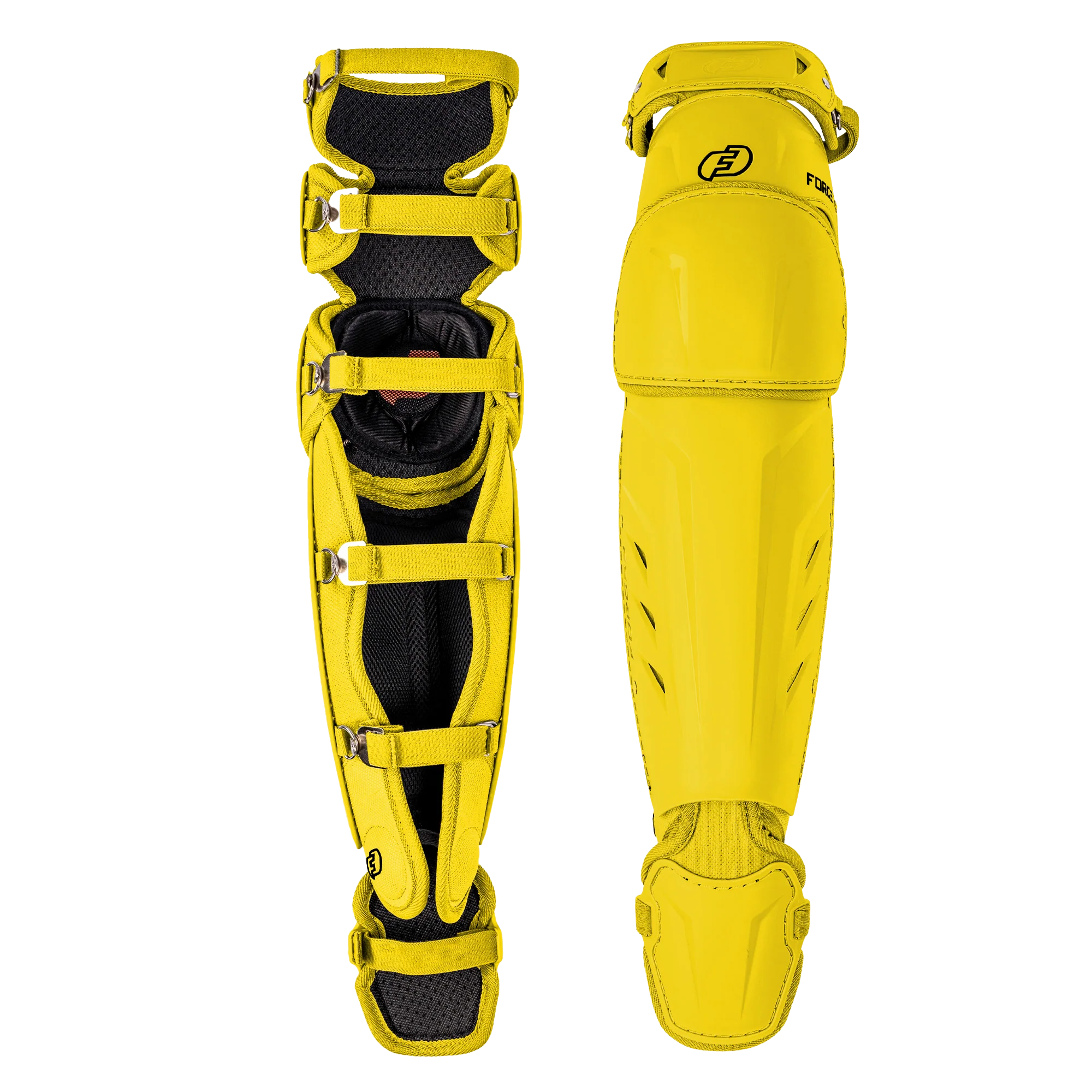 FORCE3 XS3® PRO ELITE Baseball Catcher Leg Guards - Adult Size | Lightweight Protective Gear for PitchCom® System | Perfect for MLB, College & Youth Games
