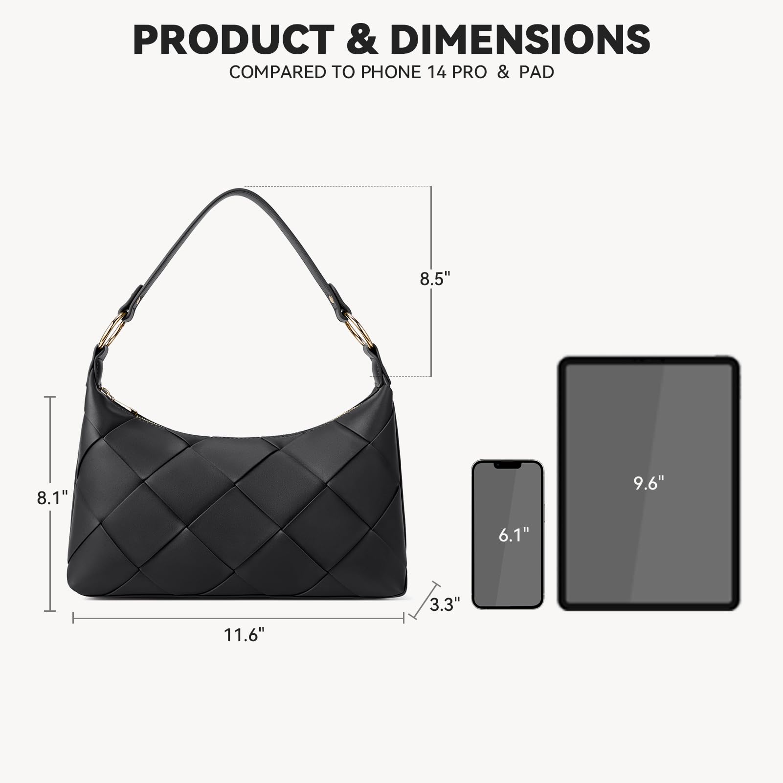 BOSTANTEN Women's Vegan Leather Woven Hobo Shoulder Bag - Stylish & Eco-Friendly Handbag for Work, Travel & Everyday Use