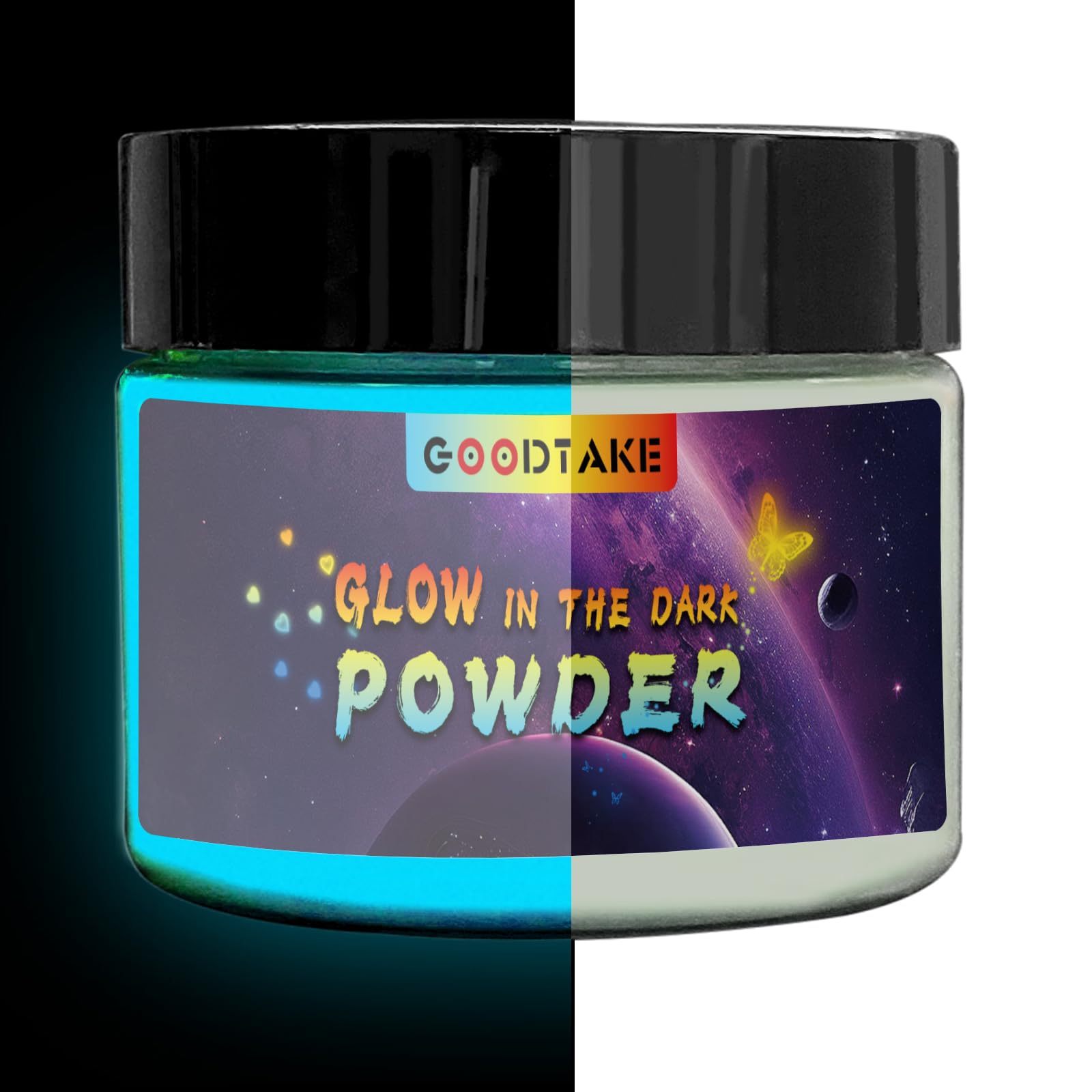 Glow in The Dark Powder - Sky Blue Luminous Pigment for Epoxy Resin, Nail Art, Paint & Cosmetics - 2oz Non-Toxic DIY Glow Dye for Nighttime Crafts, Halloween Decor & UV Party Supplies