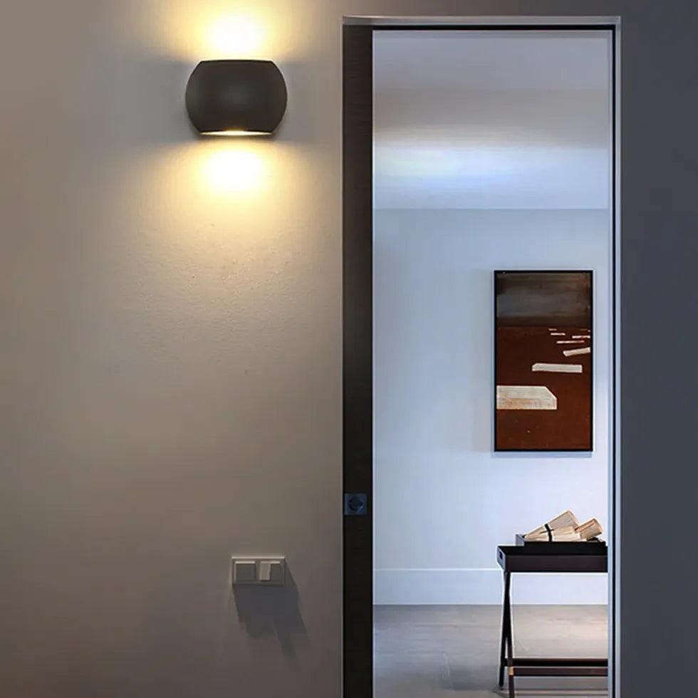 Minimalist Geometric Wall Sconce - Modern Up and Down LED Light Fixture for Bedroom, Living Room & Hallway Lighting