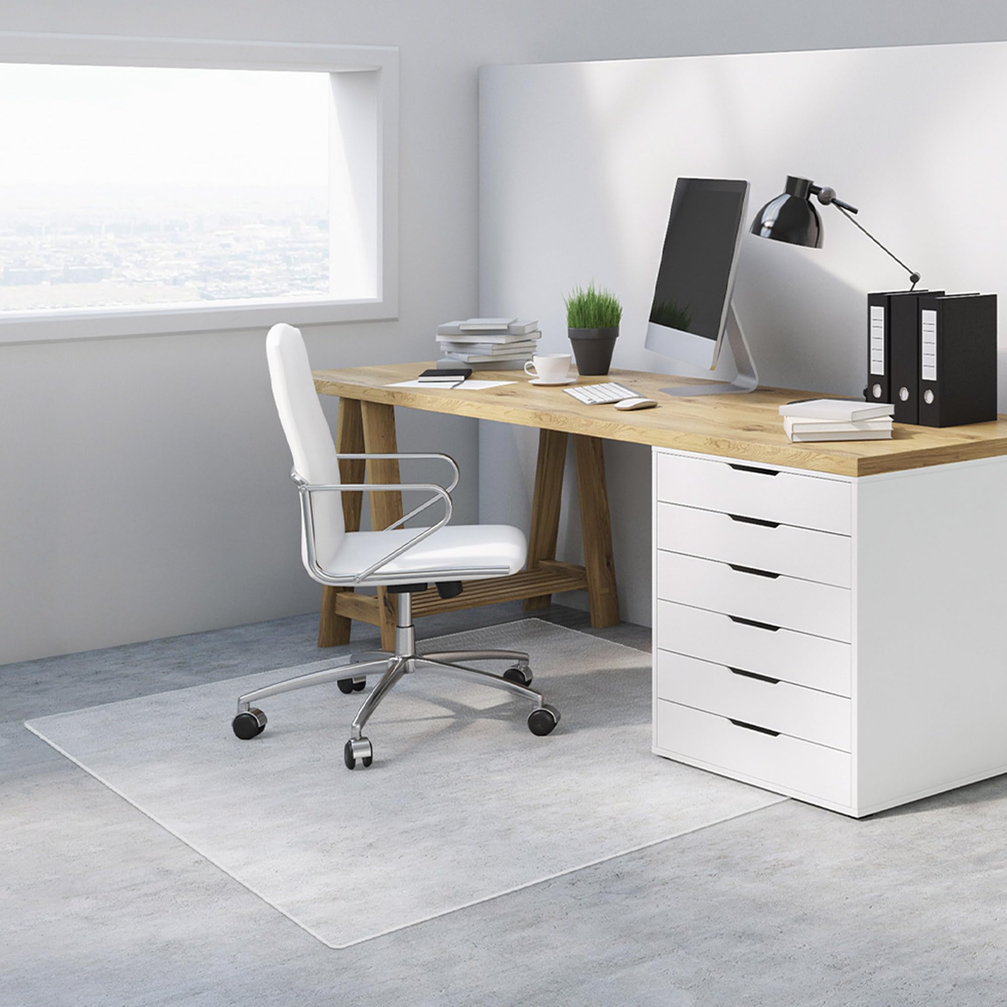 44” x 58” Clear Office Chair Mat for Hardwood Floors - Large Floor Protector with Easy Rolling & Cleaning - Perfect for Home Office, Study Room & Workspace (Rectangle)