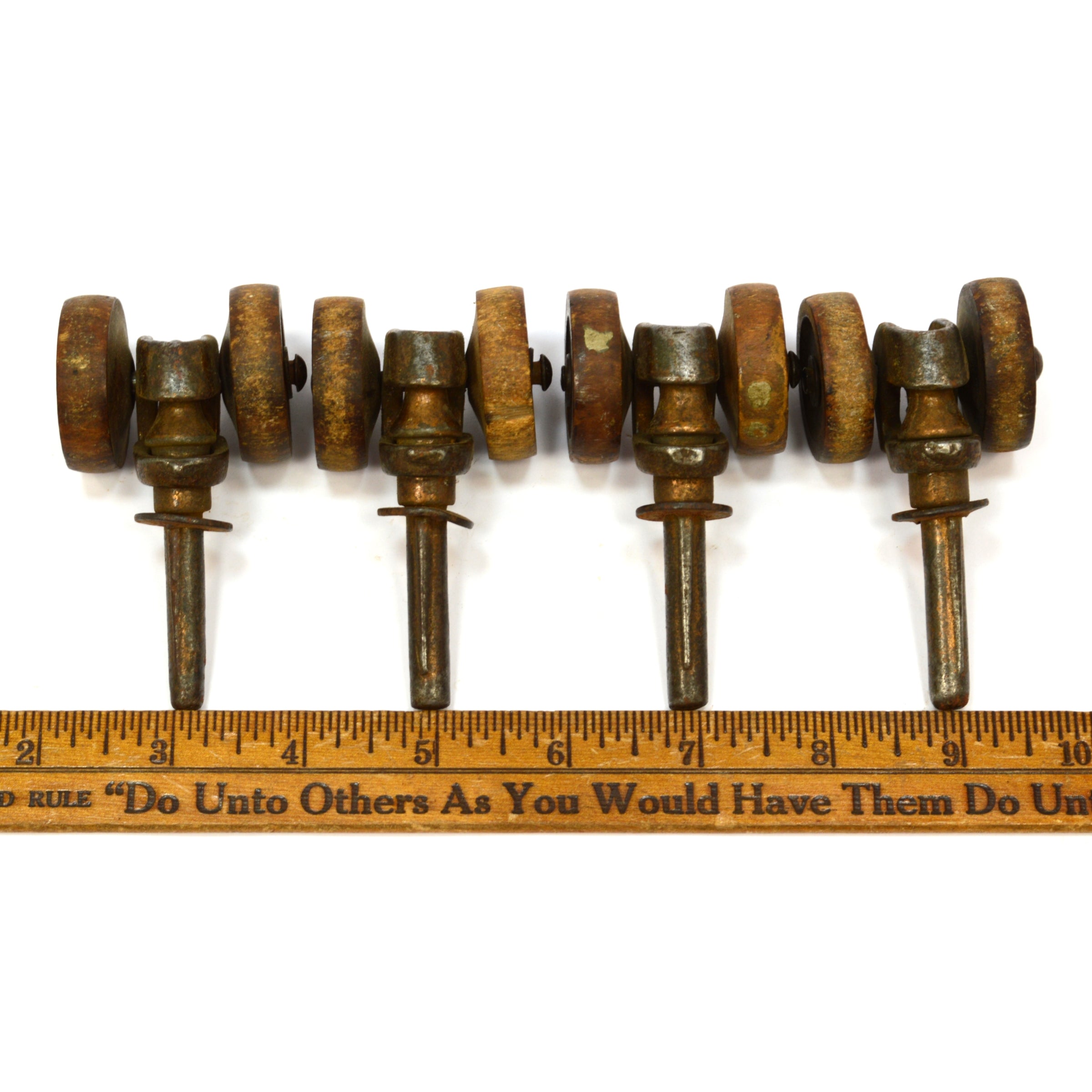 Vintage Antique Caster Wheels Set of 4 - 1 3/8