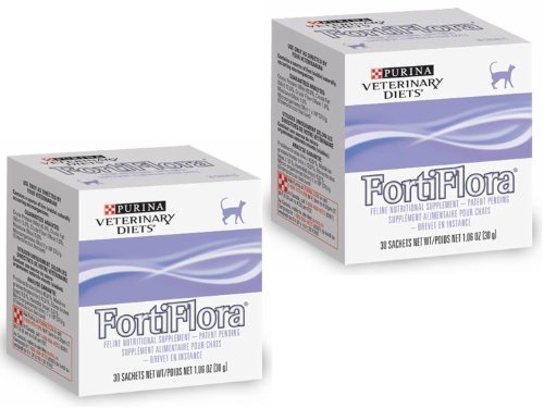 Purina Veterinary Diets Fortiflora Feline Probiotic Supplement - 2 Box Pack (30 Sachets per Box) for Cat Digestive Health | Supports Immune System & Gut Flora | Ideal for Post-Antibiotic Recovery & Stressful Situations